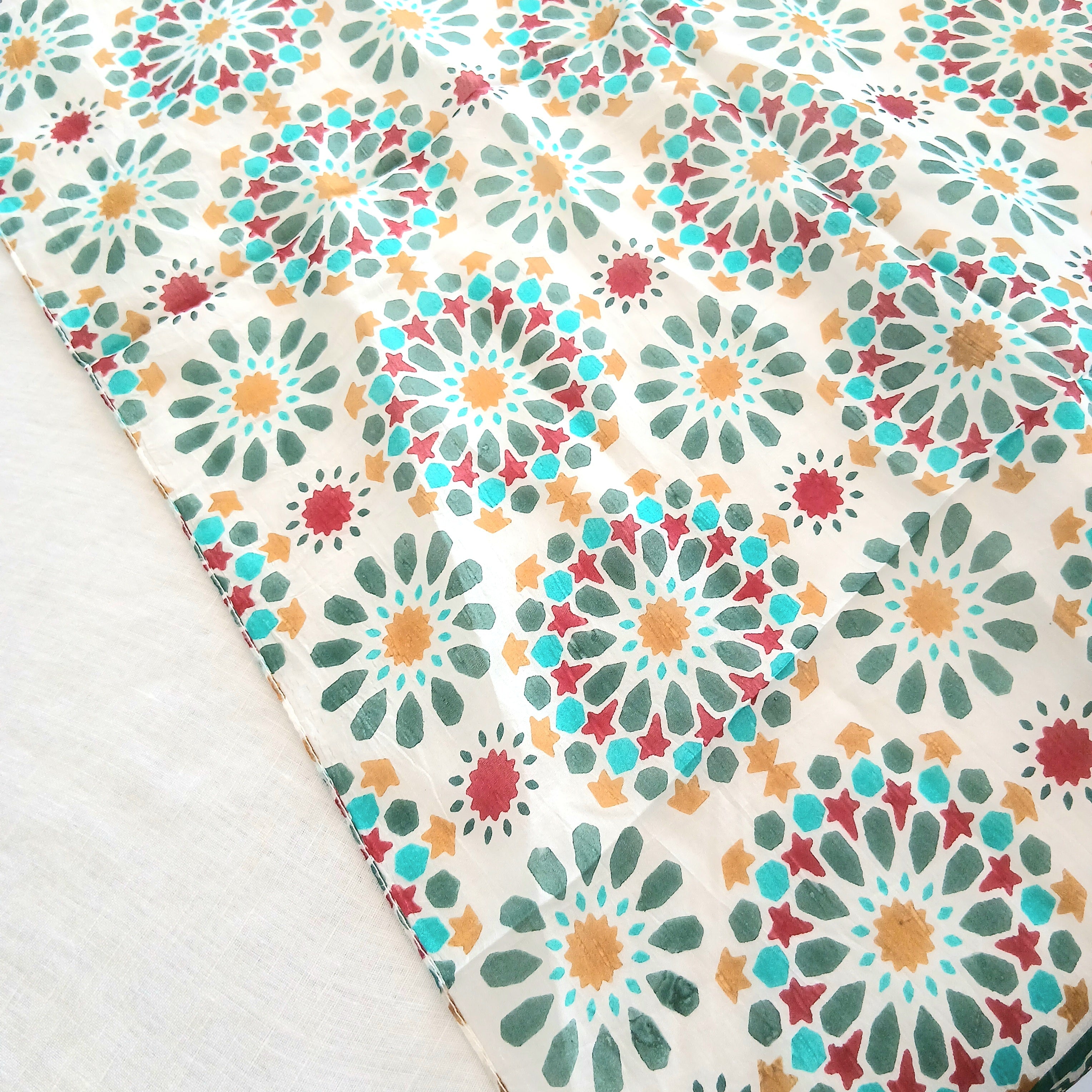 Pure Silk Scarf Geometric Floral Design Large PS-1138/L