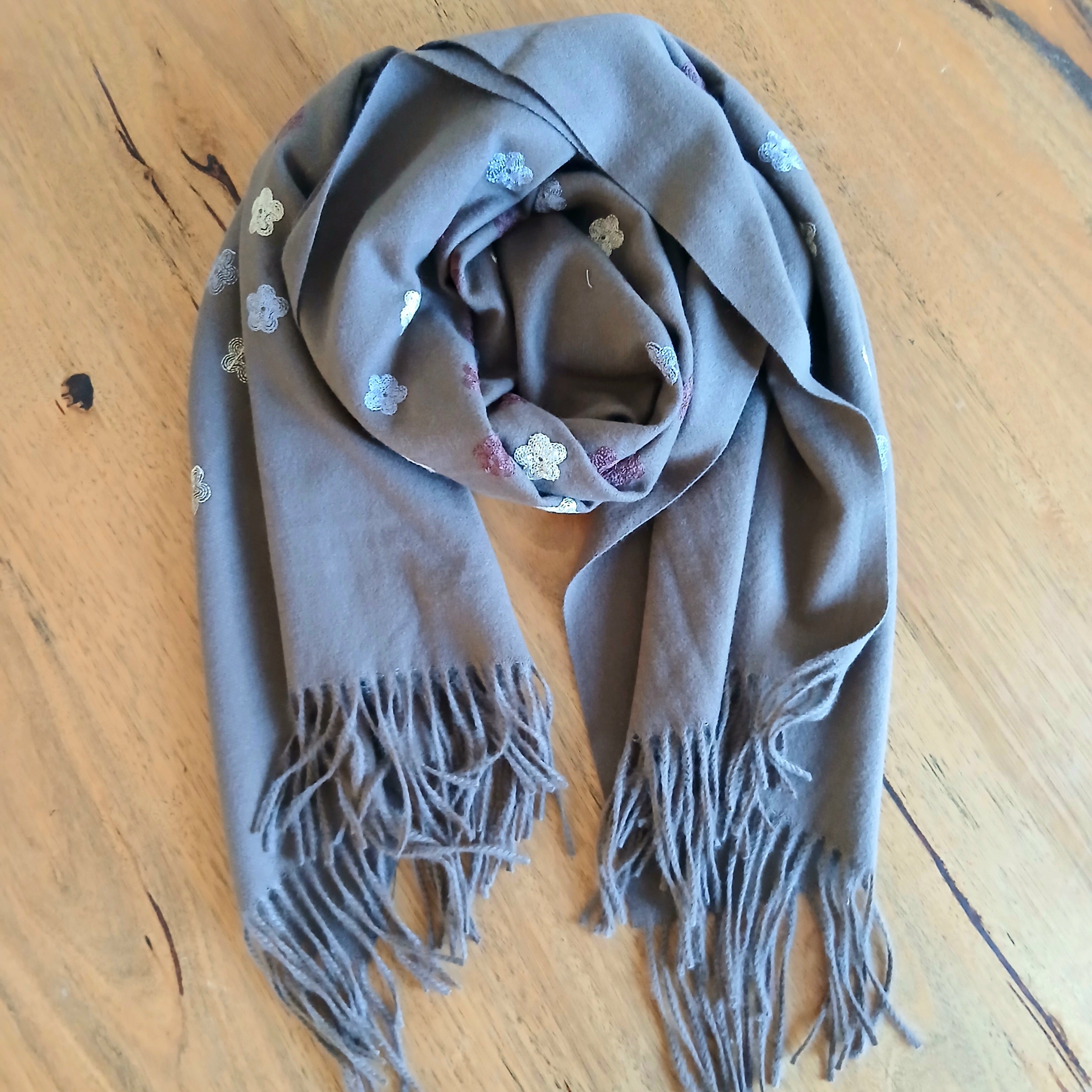 Embroidered Flower Winter Scarf 332765
