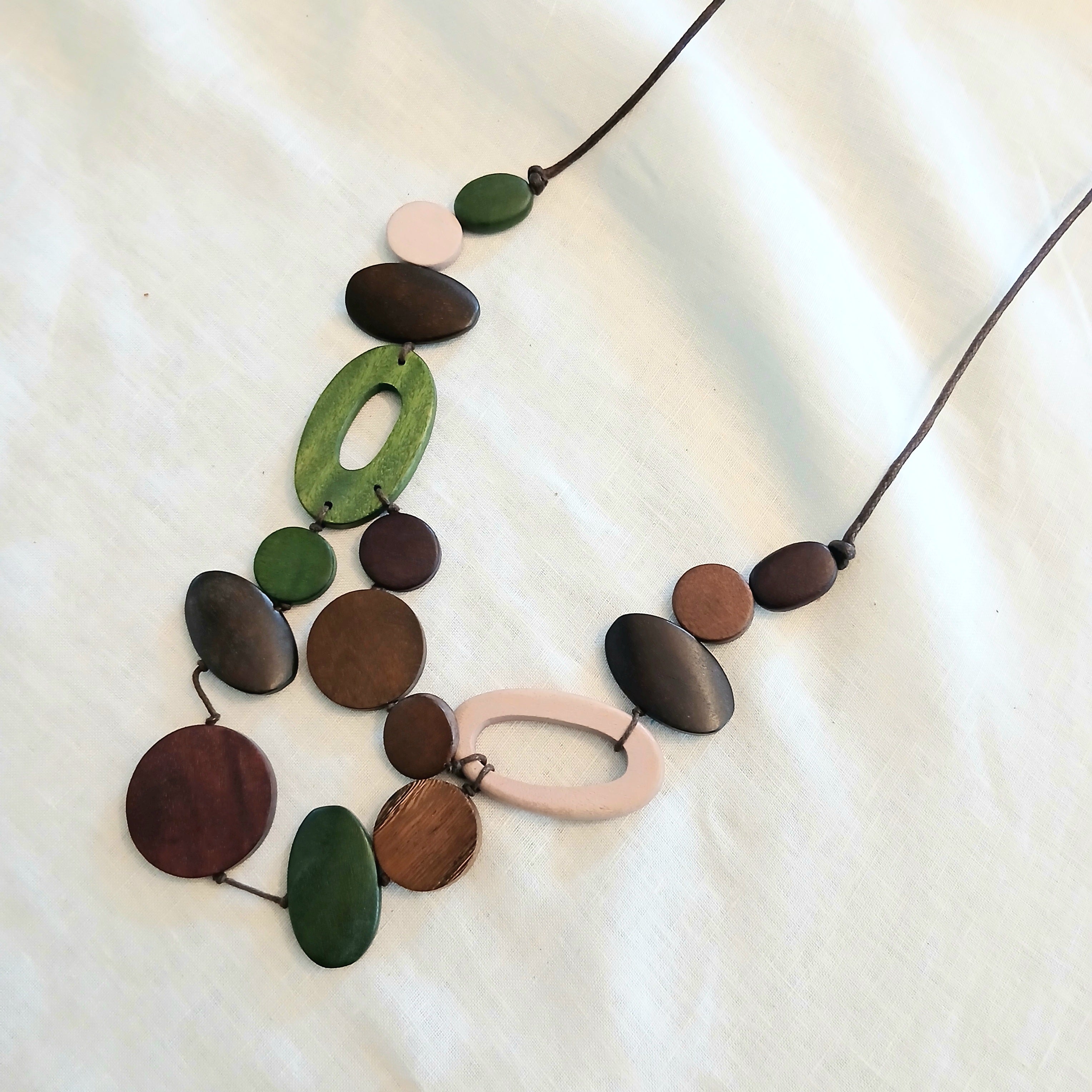 2 Layered Wooden Piece Necklace N7-884