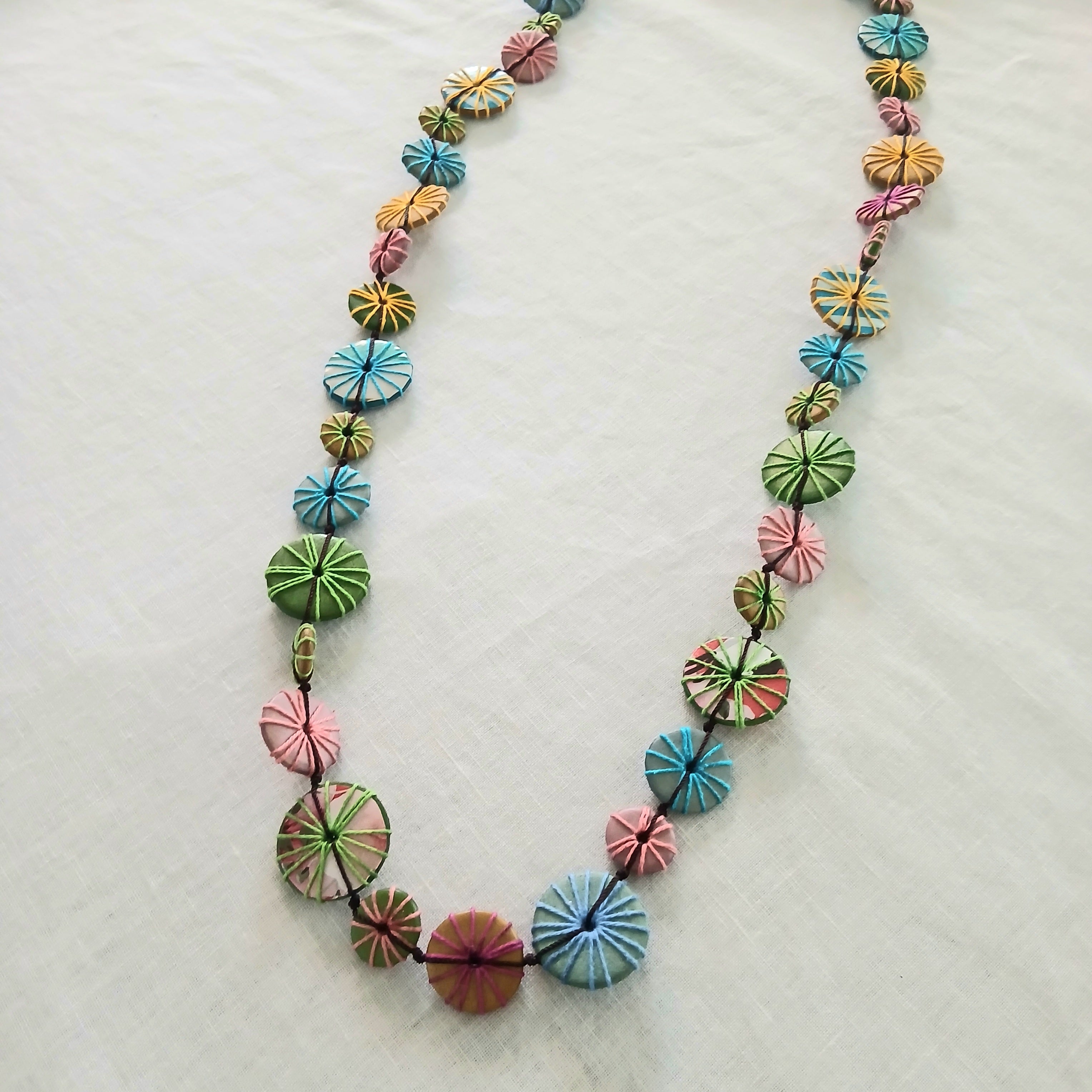 Embroidered Wooden Beaded Necklace N6-5734X