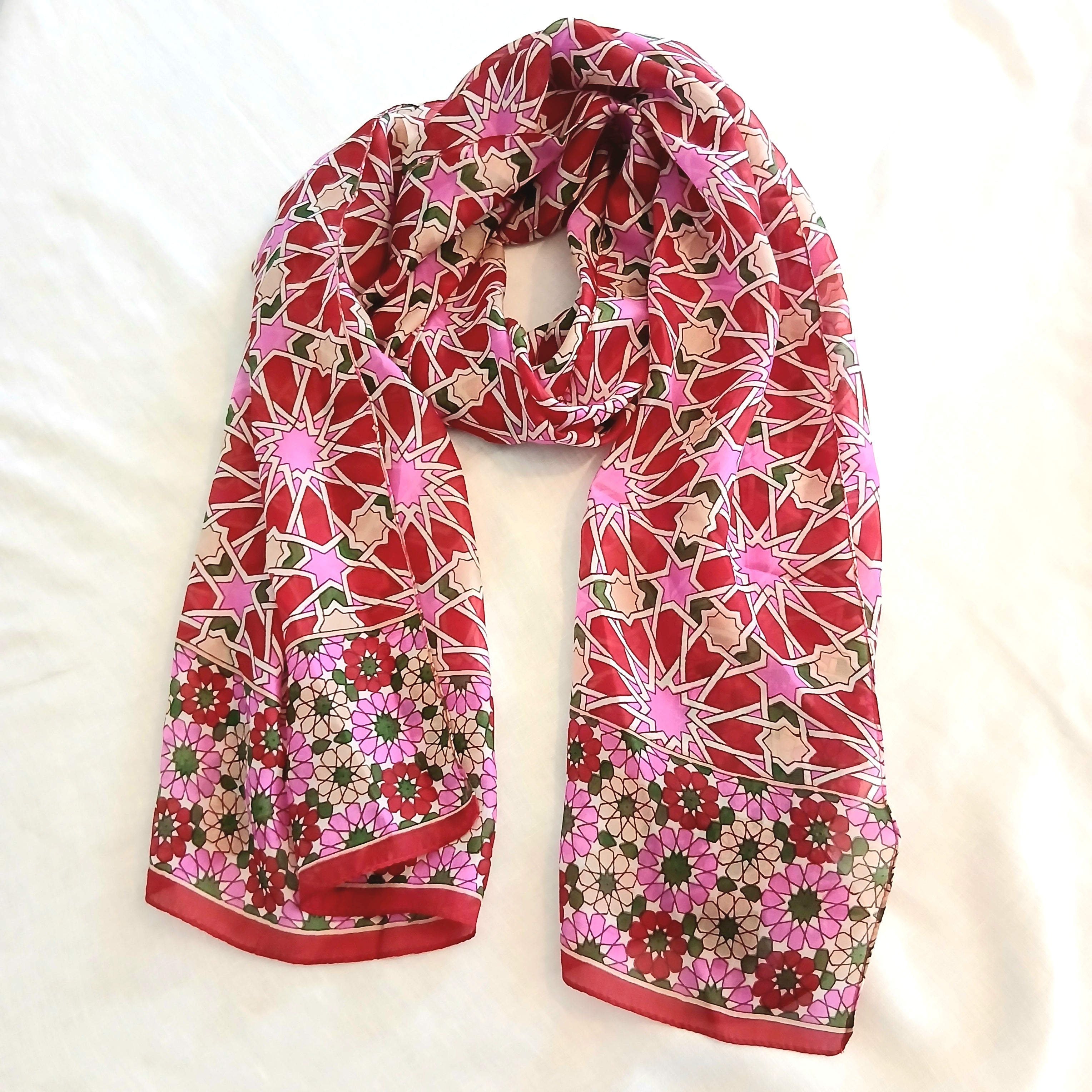 Pure Silk Scarf Geometrical Stars Design PS-1141/L