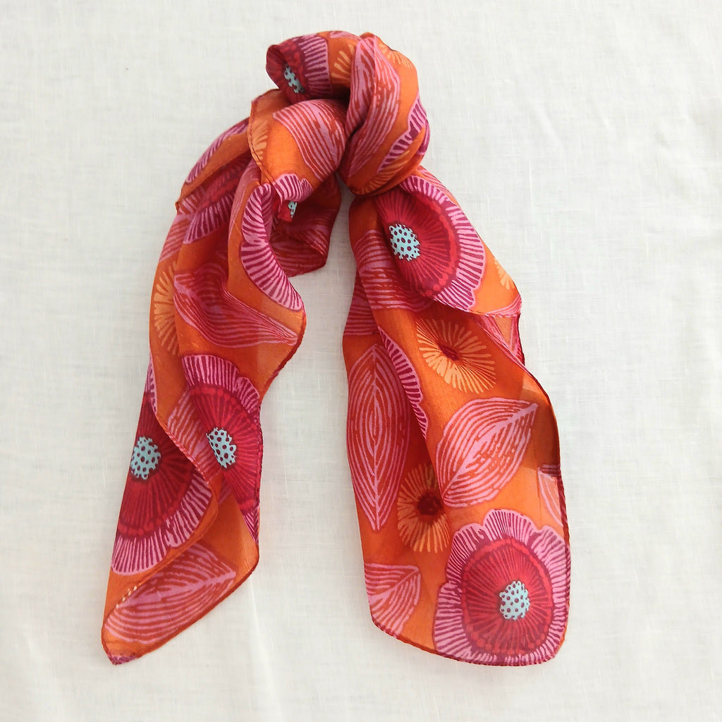 Silk Scarf - Orange and Red Necktie WS-1067