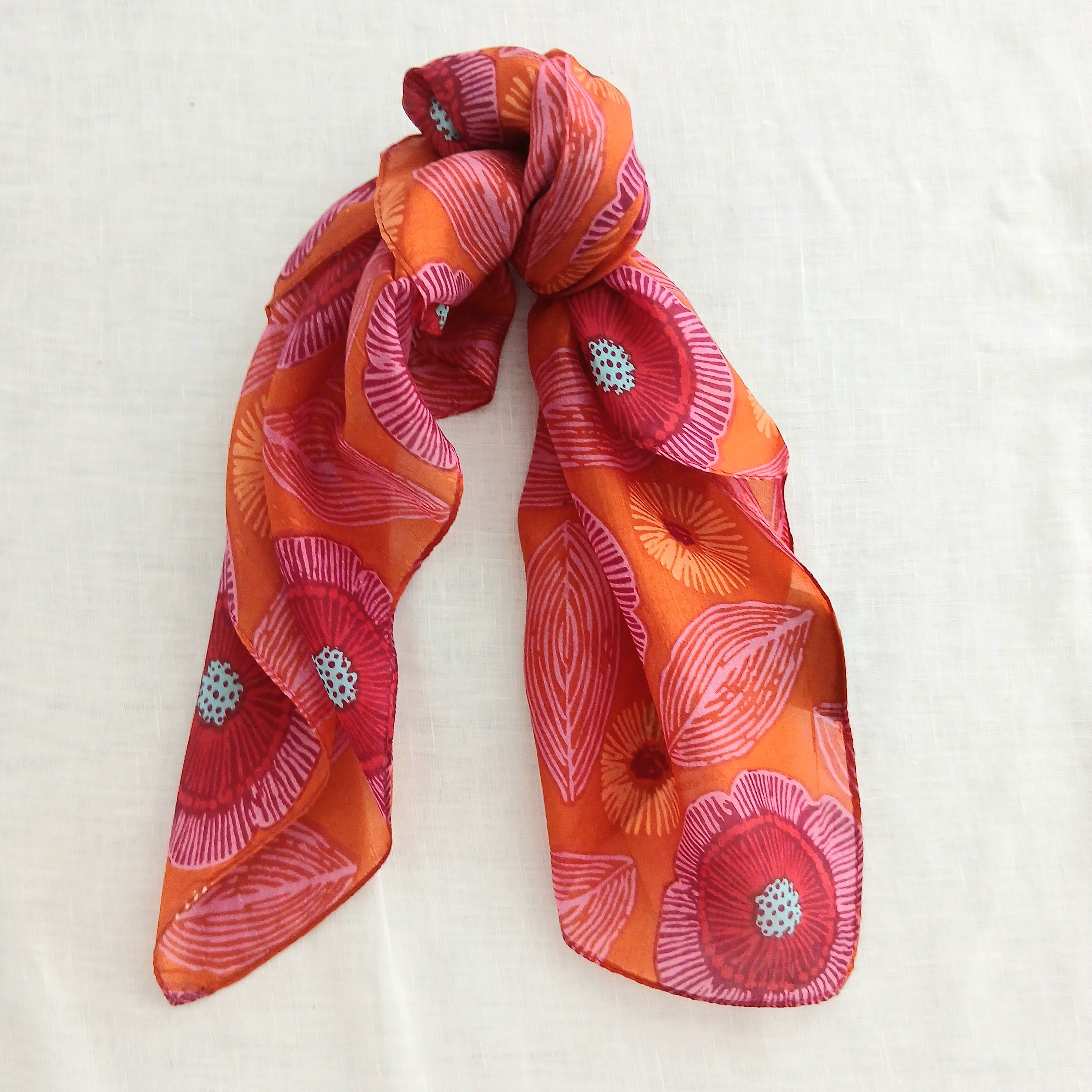 Silk Scarf - Orange and Red Necktie WS-1067