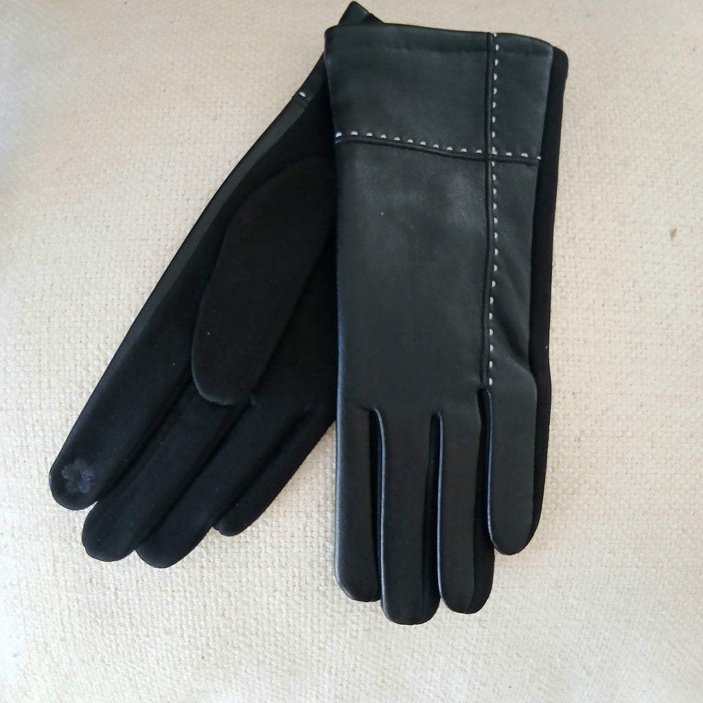 Faux Leather and Suede Glove GL031