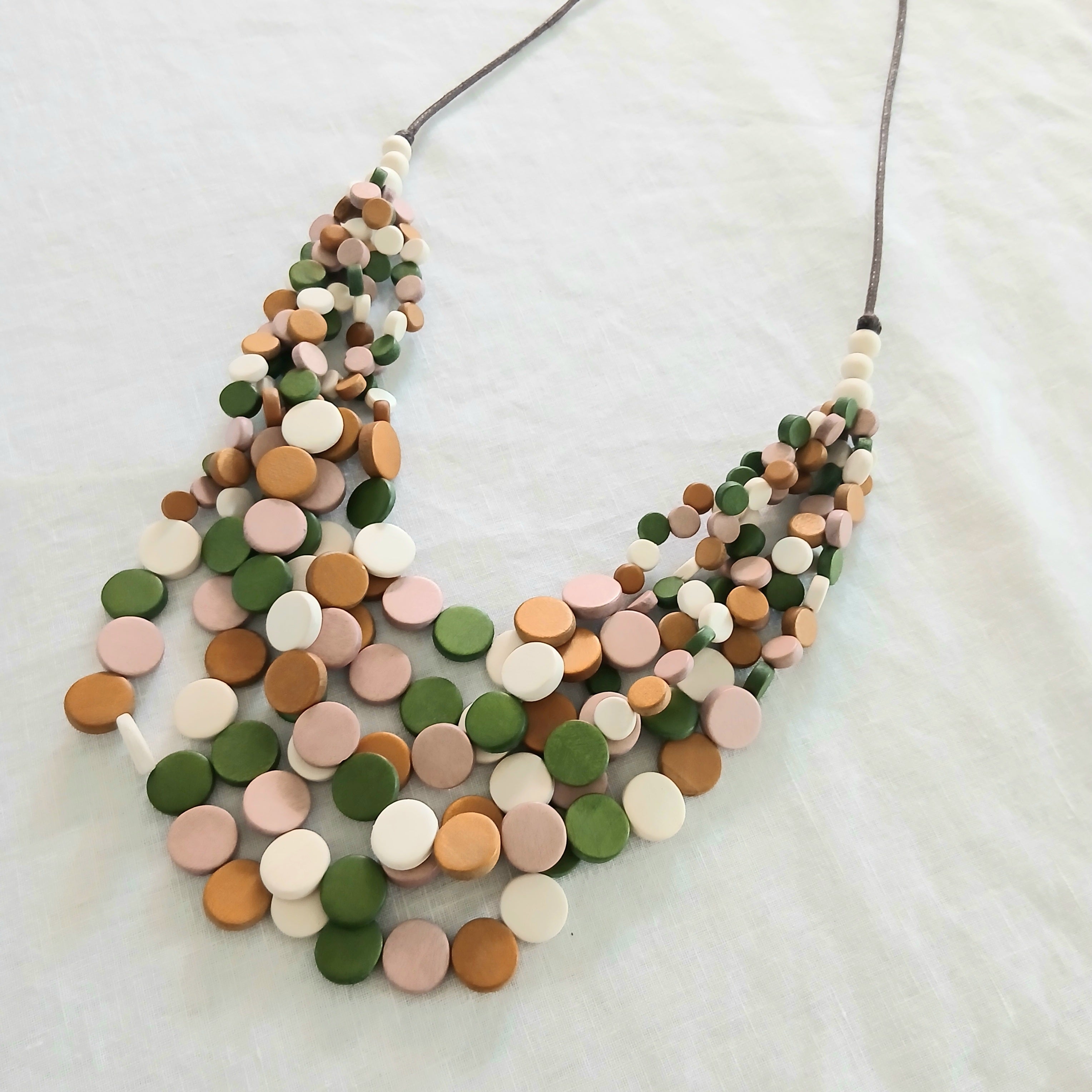 Layered Whimsical with Lots of Little Wooden Beads N7-1465