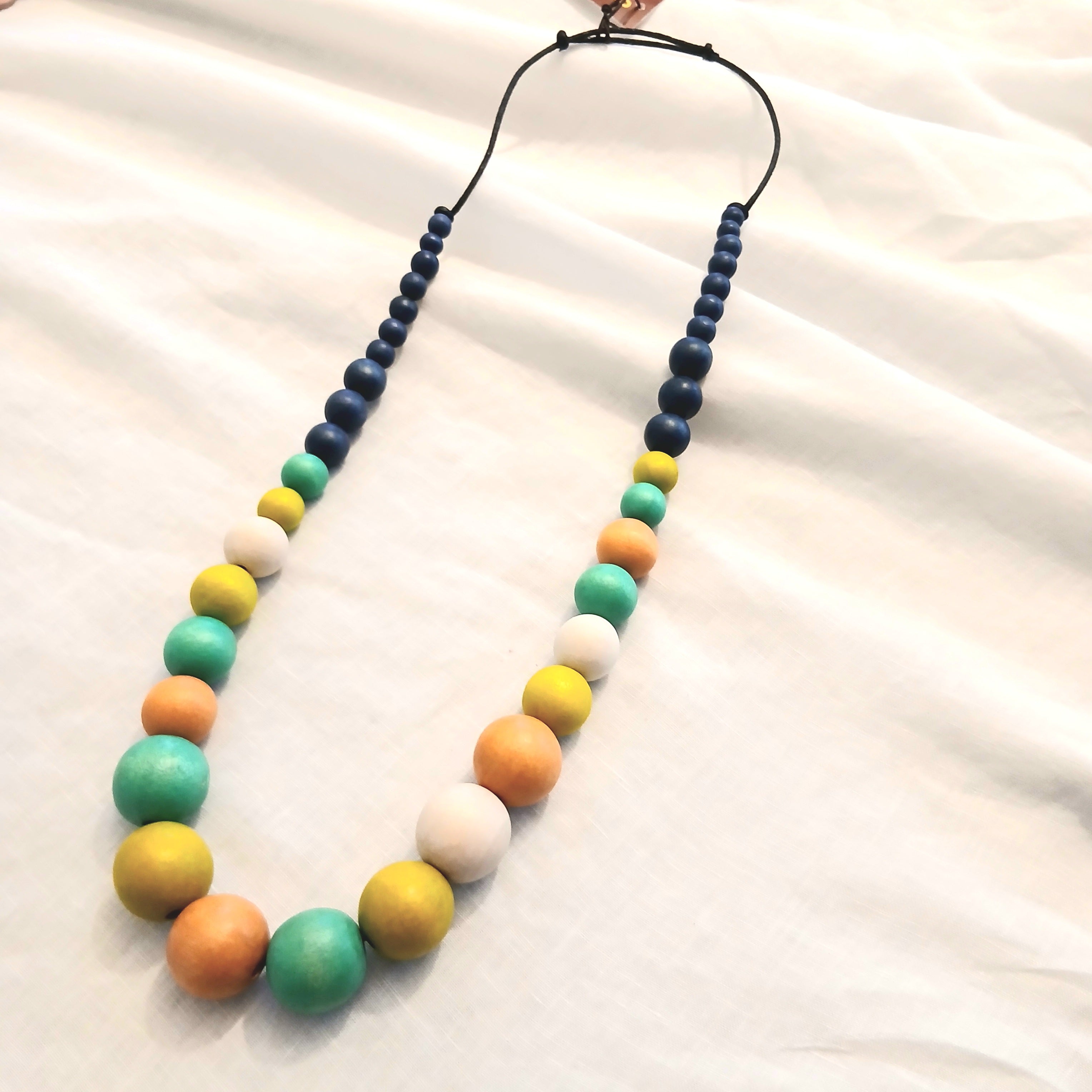 Large Round Wooden Beaded Long Necklace N7-1448