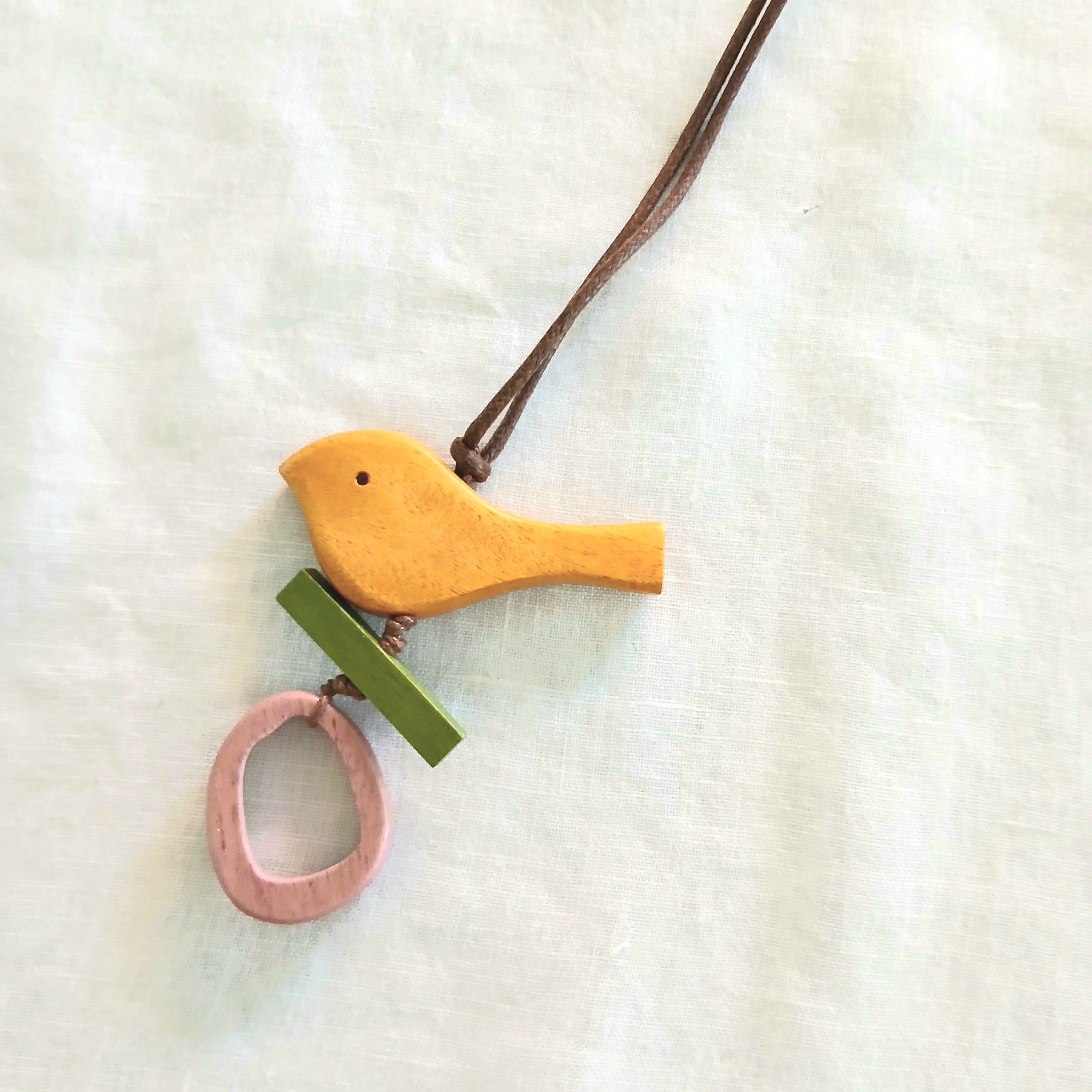 Little Birdie Sitting on a Stick Necklace N7-811