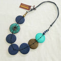 Large Wooden Round Bead Embroidered Necklace N7-1423