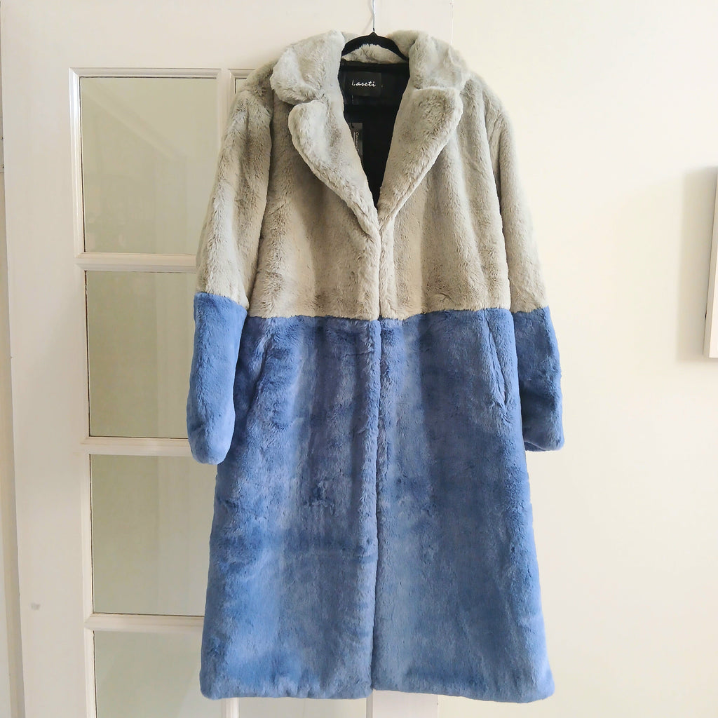 Two - Toned Faux Fur Coat - 2209G