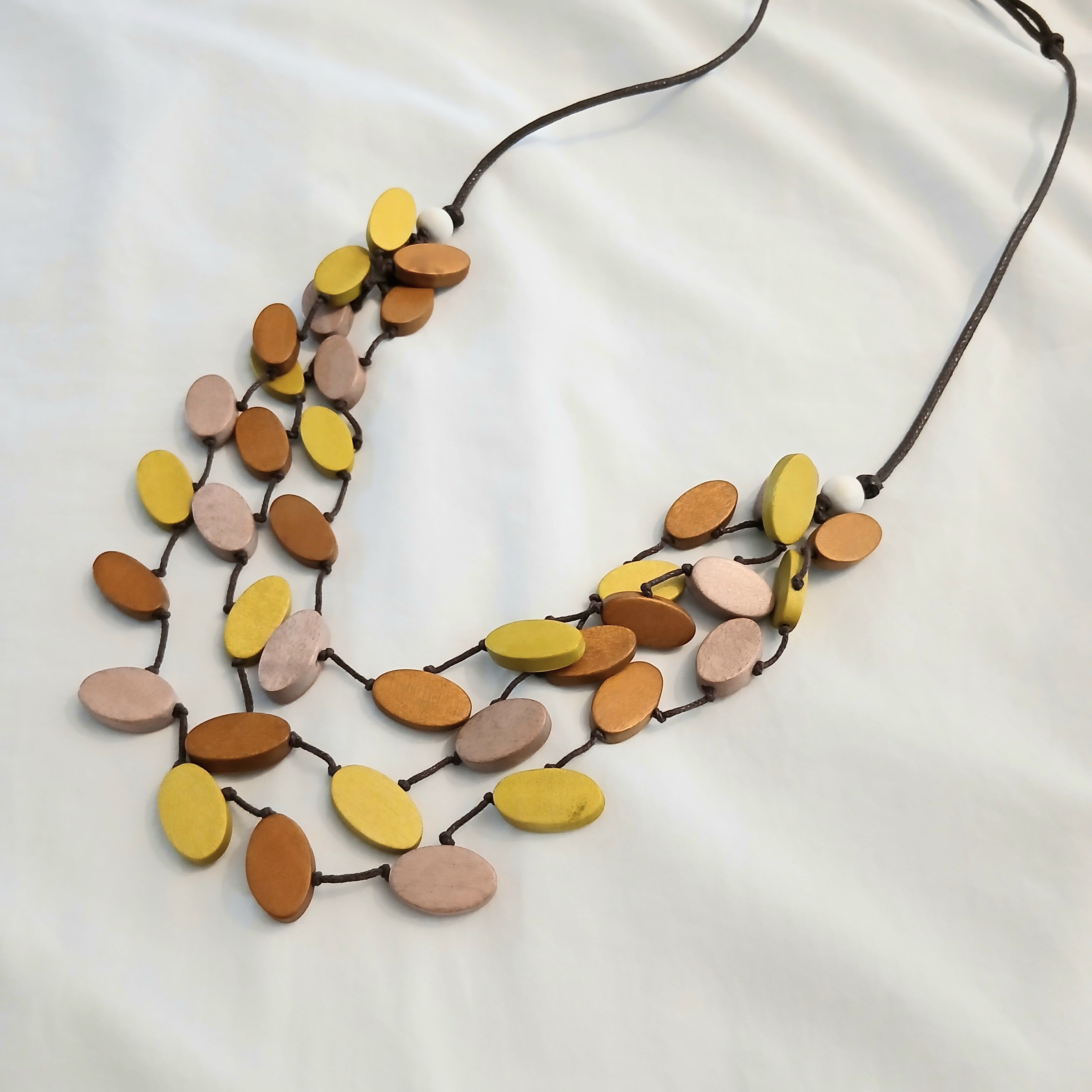 Layered Leaf Wooden Beads Necklace N7-1497EJH