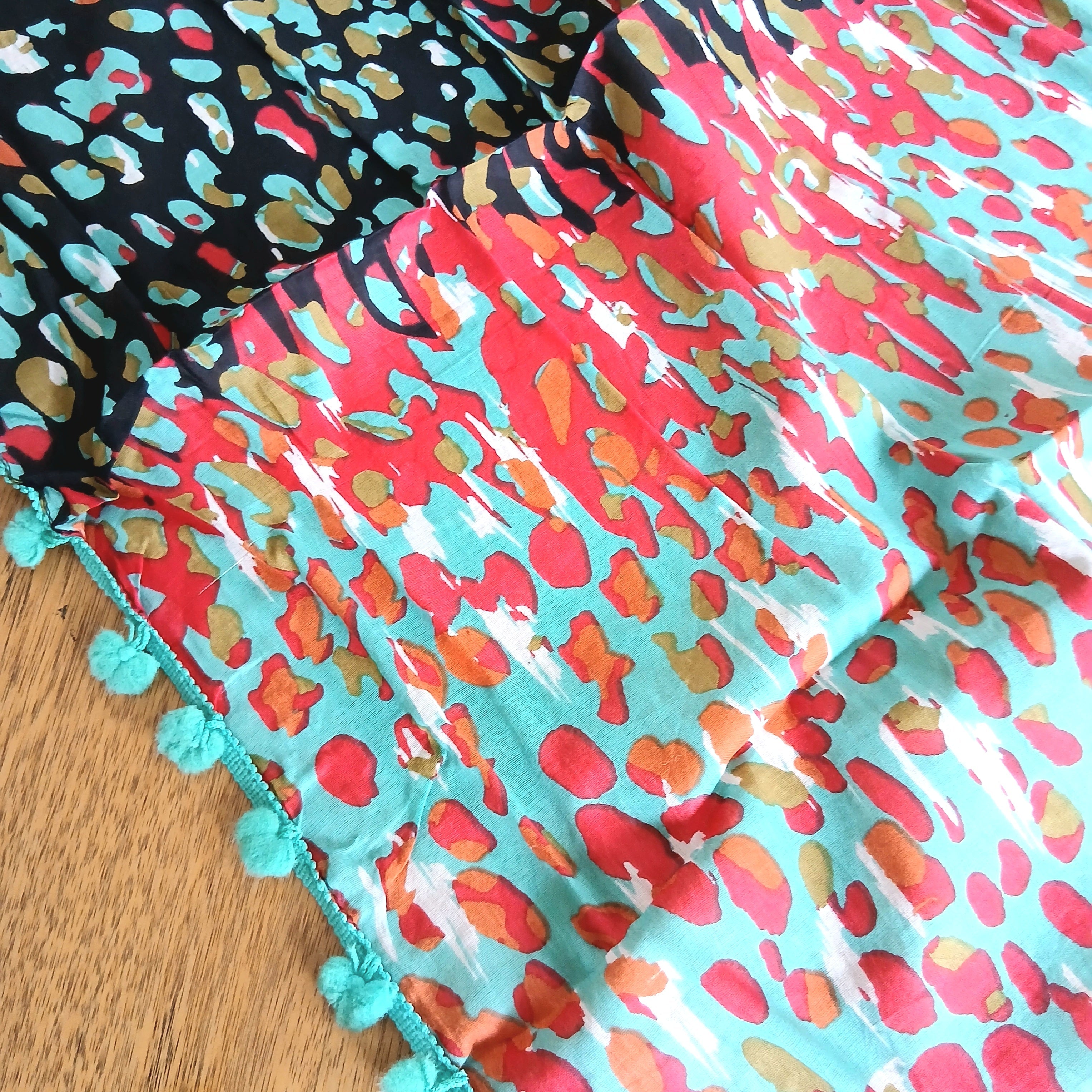 Pom Pom Splash Cotton Scarf - Orange SC-1808 / 1807