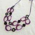 Chained Purple and Black Beaded Resin Necklace NK-34875-F