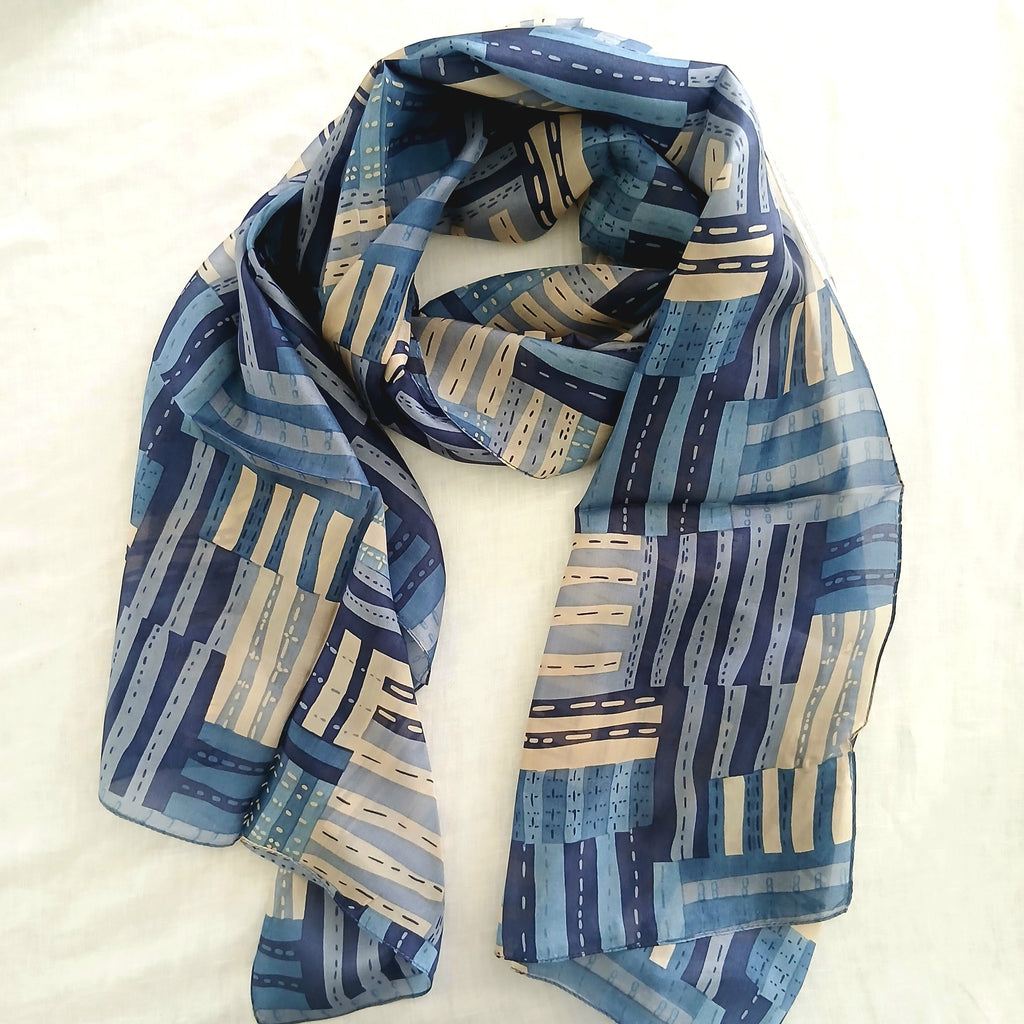 Pure Silk Scarf Lines and Symmetry Design Large TS-1149/L