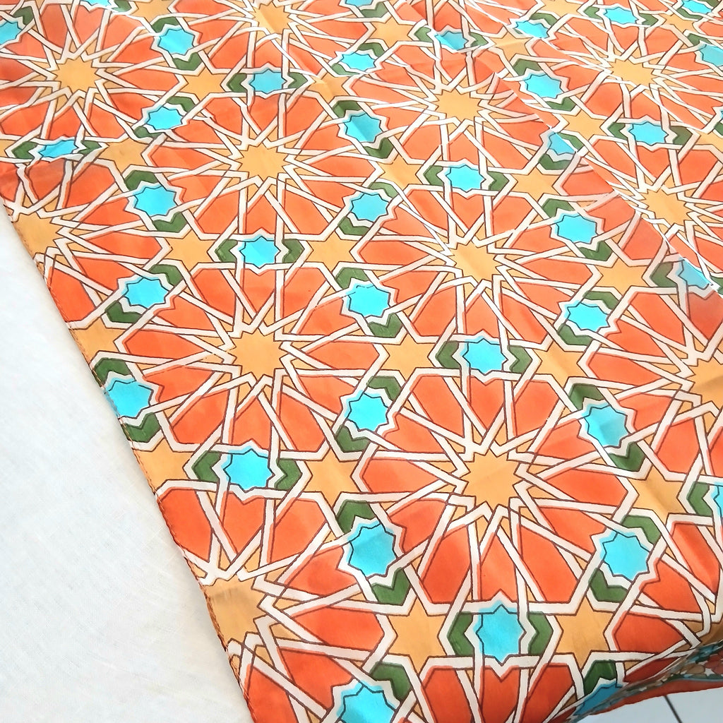 Pure Silk Scarf Geometrical Stars Design PS-1141/L