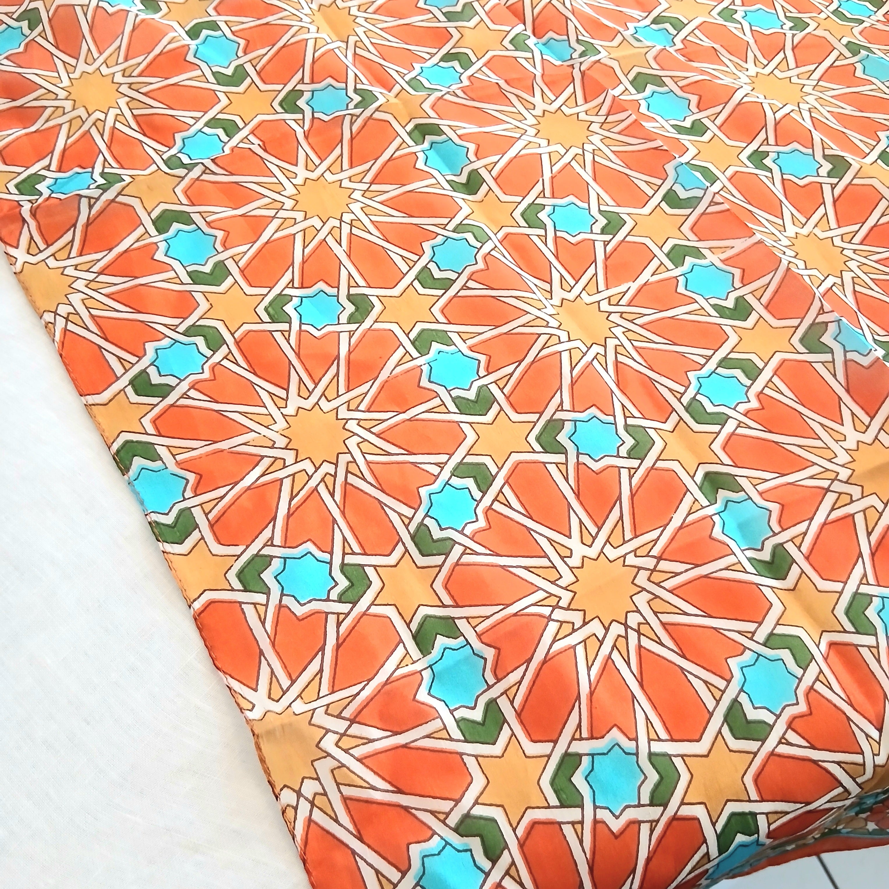 Pure Silk Scarf Geometrical Stars Design PS-1141/L