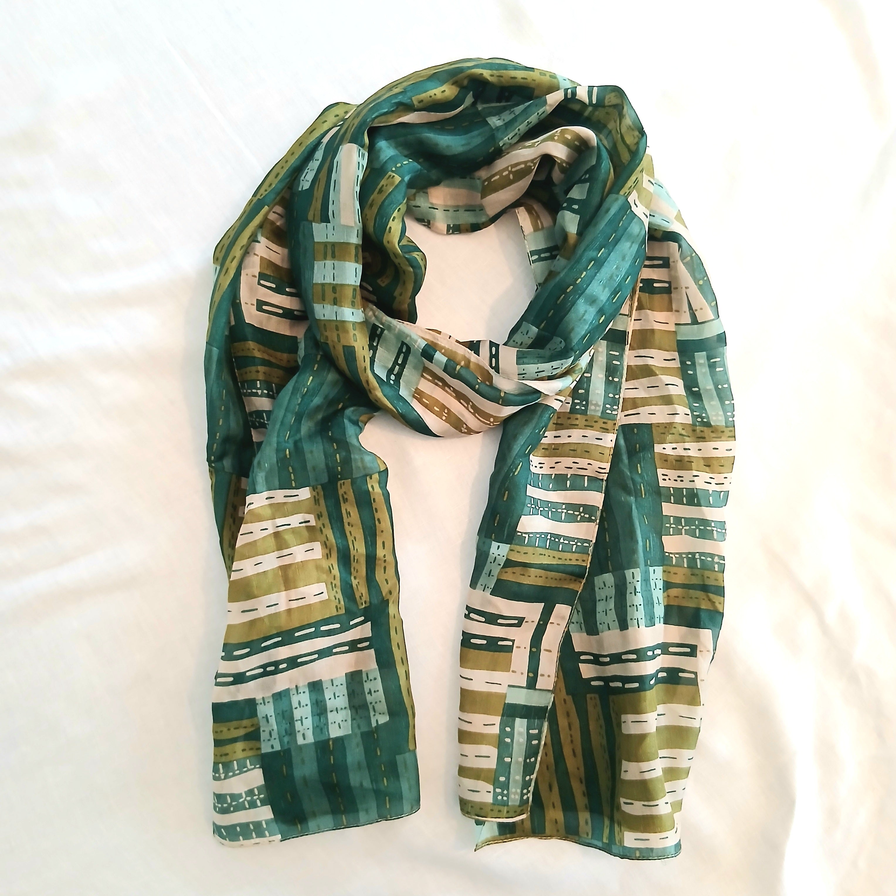 Pure Silk Scarf Lines and Symmetry Design Large TS-1149/L