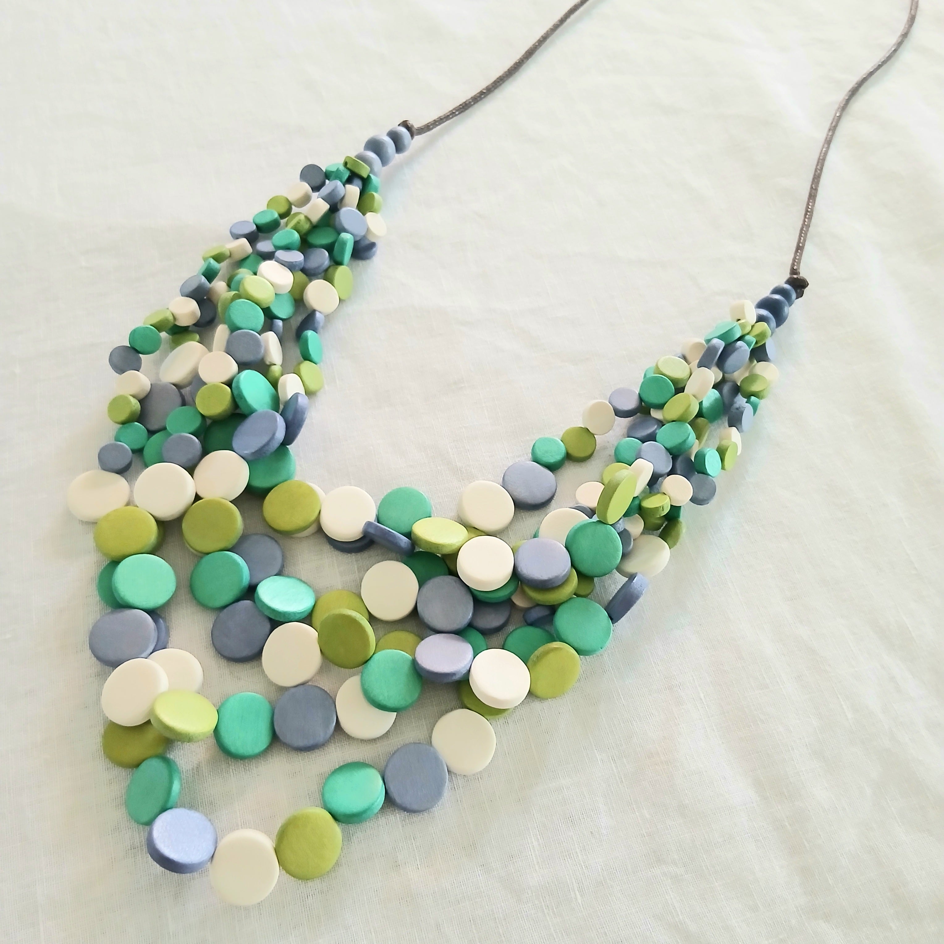 Layered Whimsical with Lots of Little Wooden Beads N7-1465