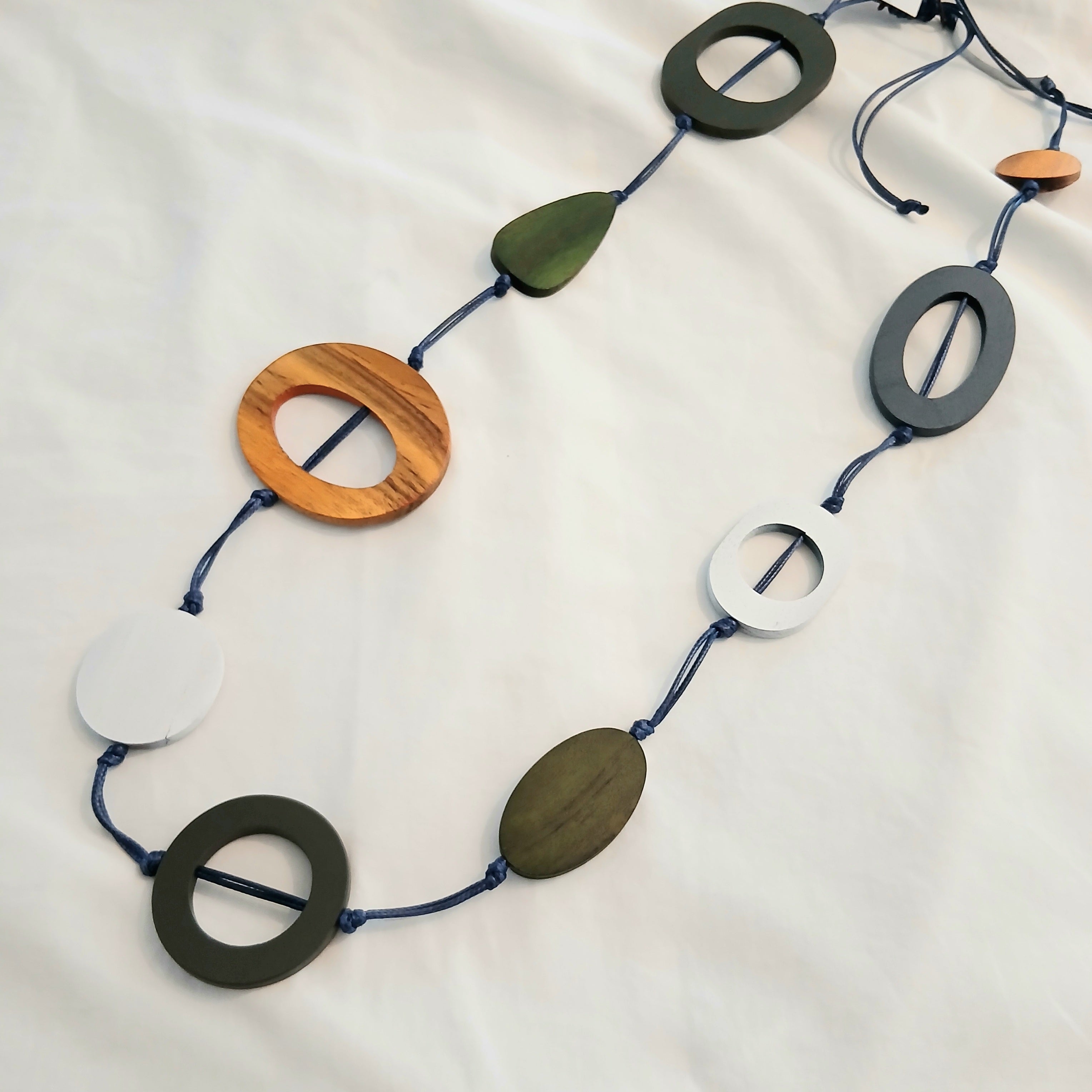 Long Whimsical Resin and Wood Necklace 36149