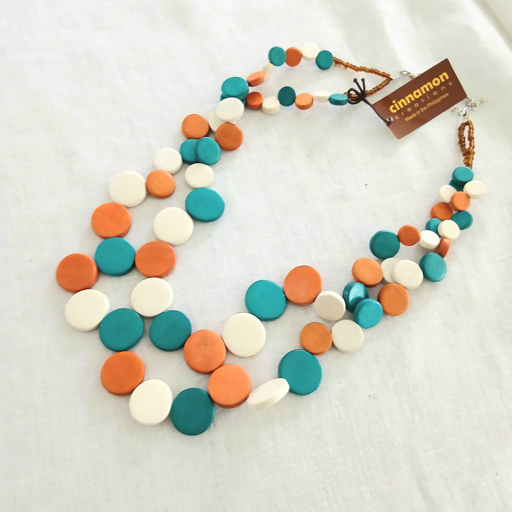 Multicoloured and Layered Wooden Beaded Necklace N6-6298