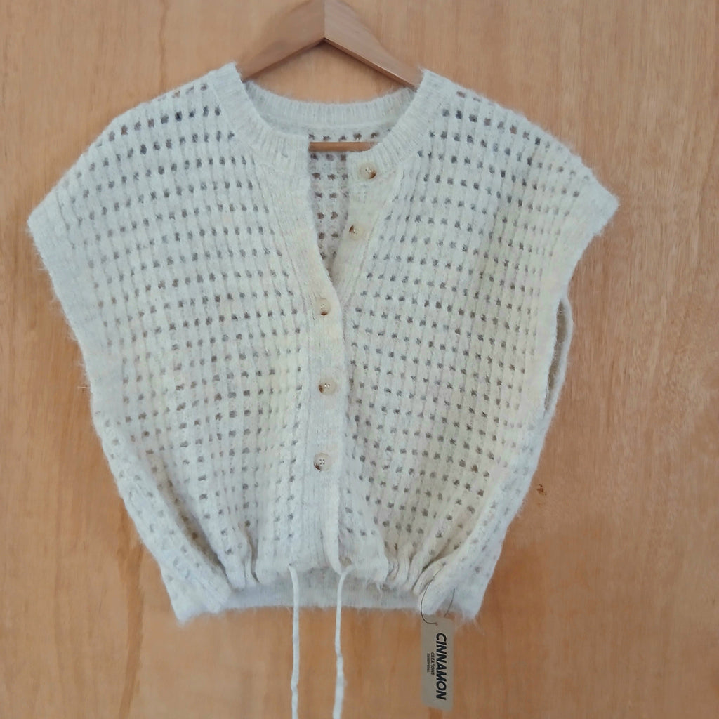 Sleeveless Crop Knit with Tightening String 332758