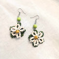 Flower Beaded Earrings with Wooden Beads E0-1079FEA