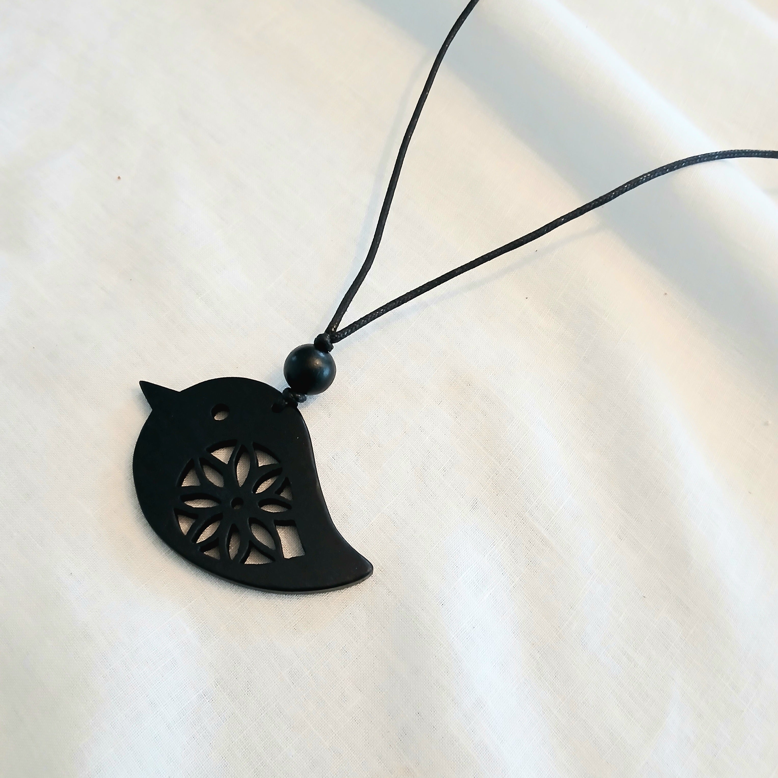 Engraved Little Wooden Bird Necklace N6-2956