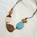 5 Different Shapes Large Wooden Beaded Necklace N7-1979CHW
