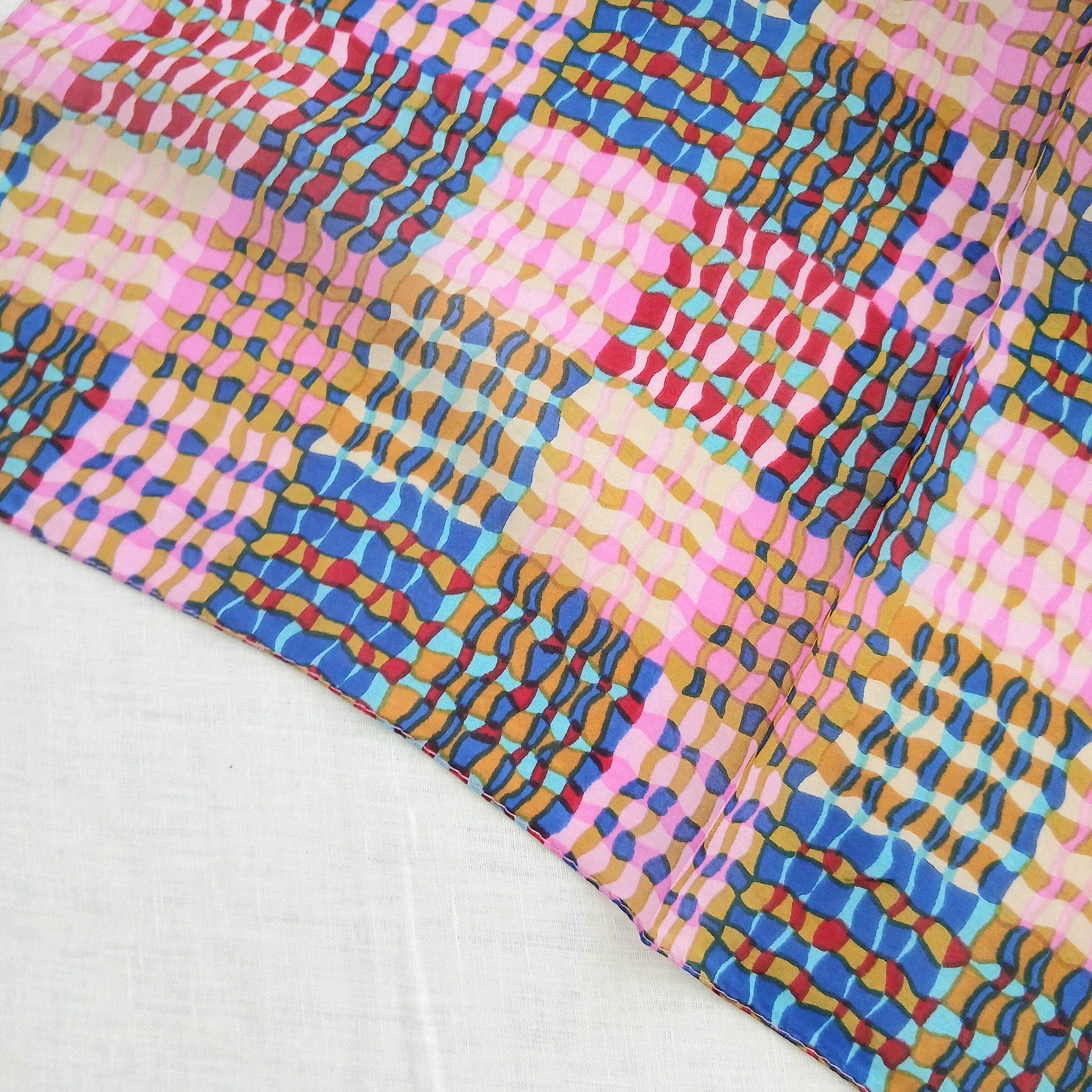 Pure Silk Scarf Lines and Squares Design Necktie TS-1146-S