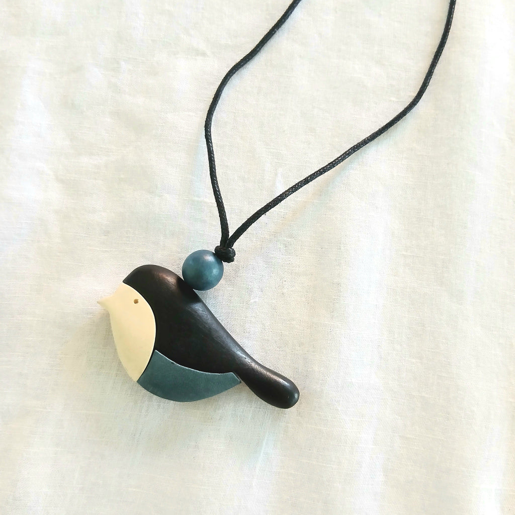 Little Sparrow Looking Wooden Bird Necklace N6-6095