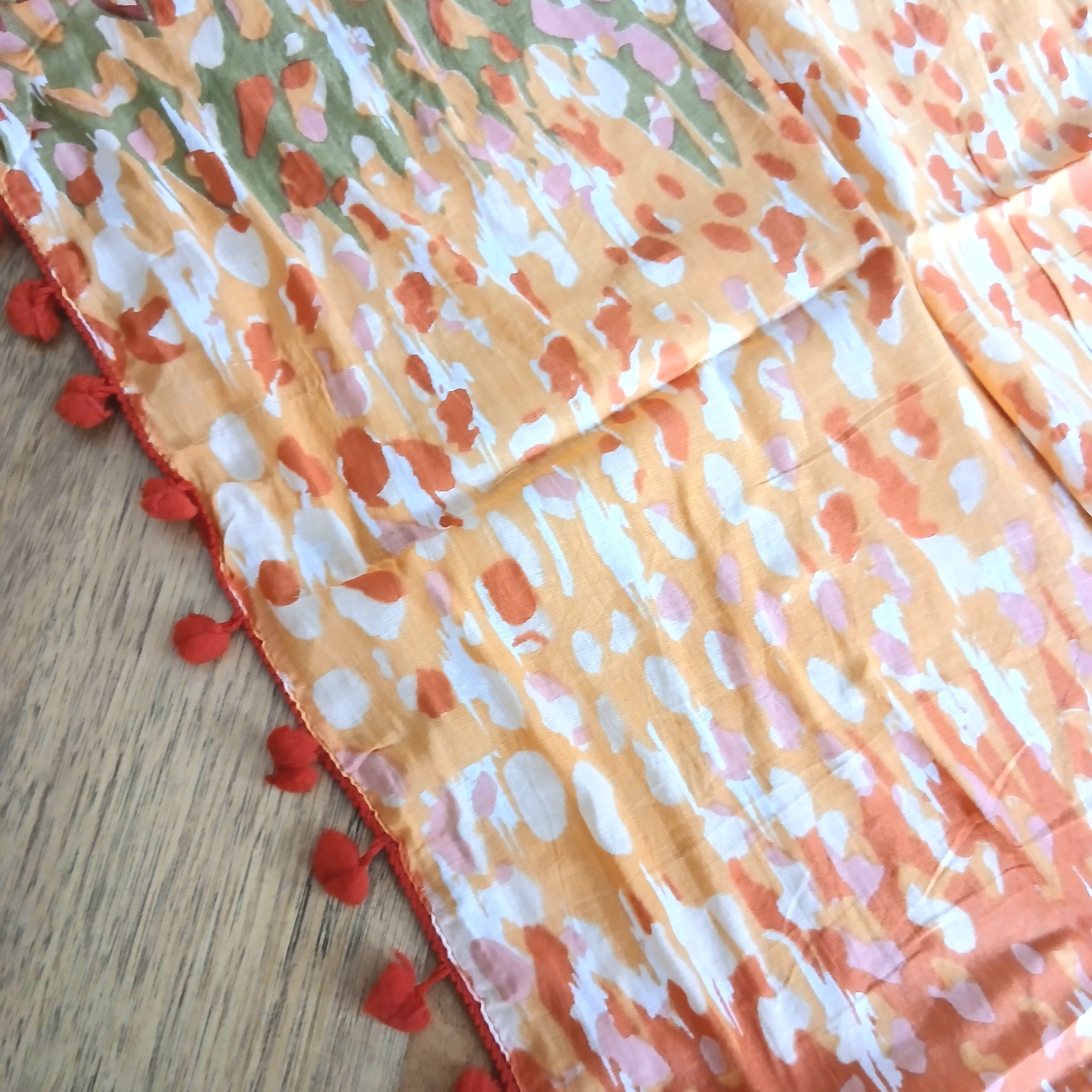 Pom Pom Splash Cotton Scarf - Orange SC-1808 / 1807