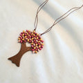 Wooden Tree with Star Shaped Leaves Necklace N6-5954