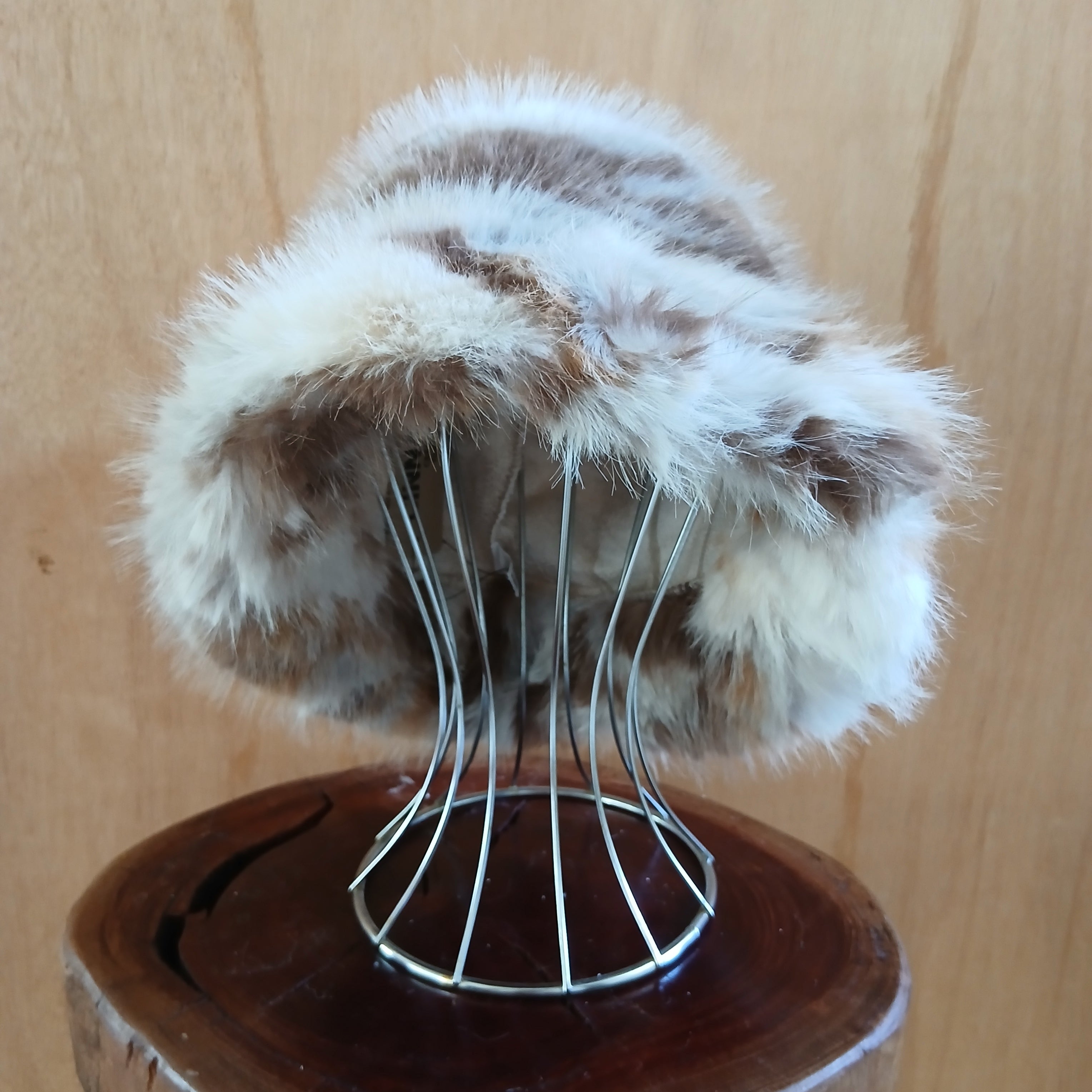 Fluffy Faux Fur Bucket Hat Mixed Print 7522