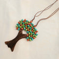Wooden Pendant Tree Necklace Beaded N7-1642