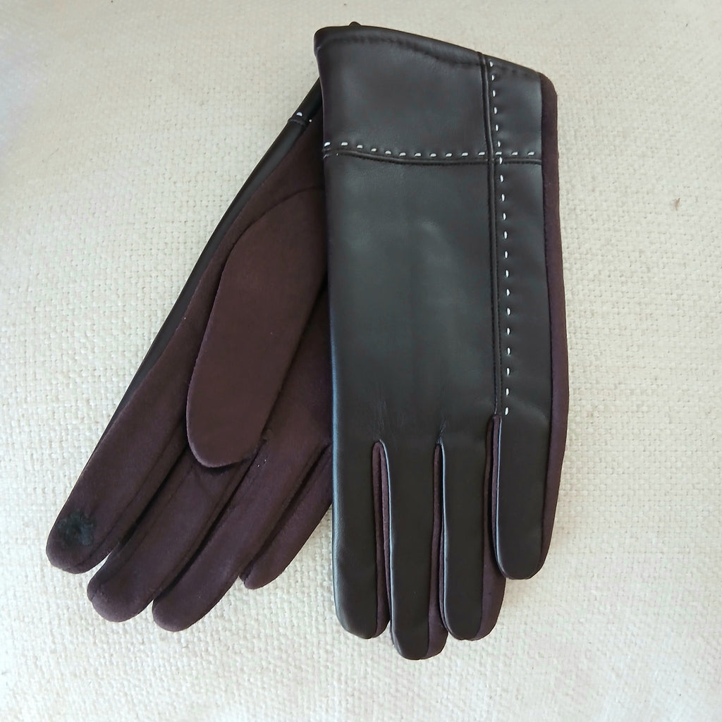 Faux Leather and Suede Glove GL031
