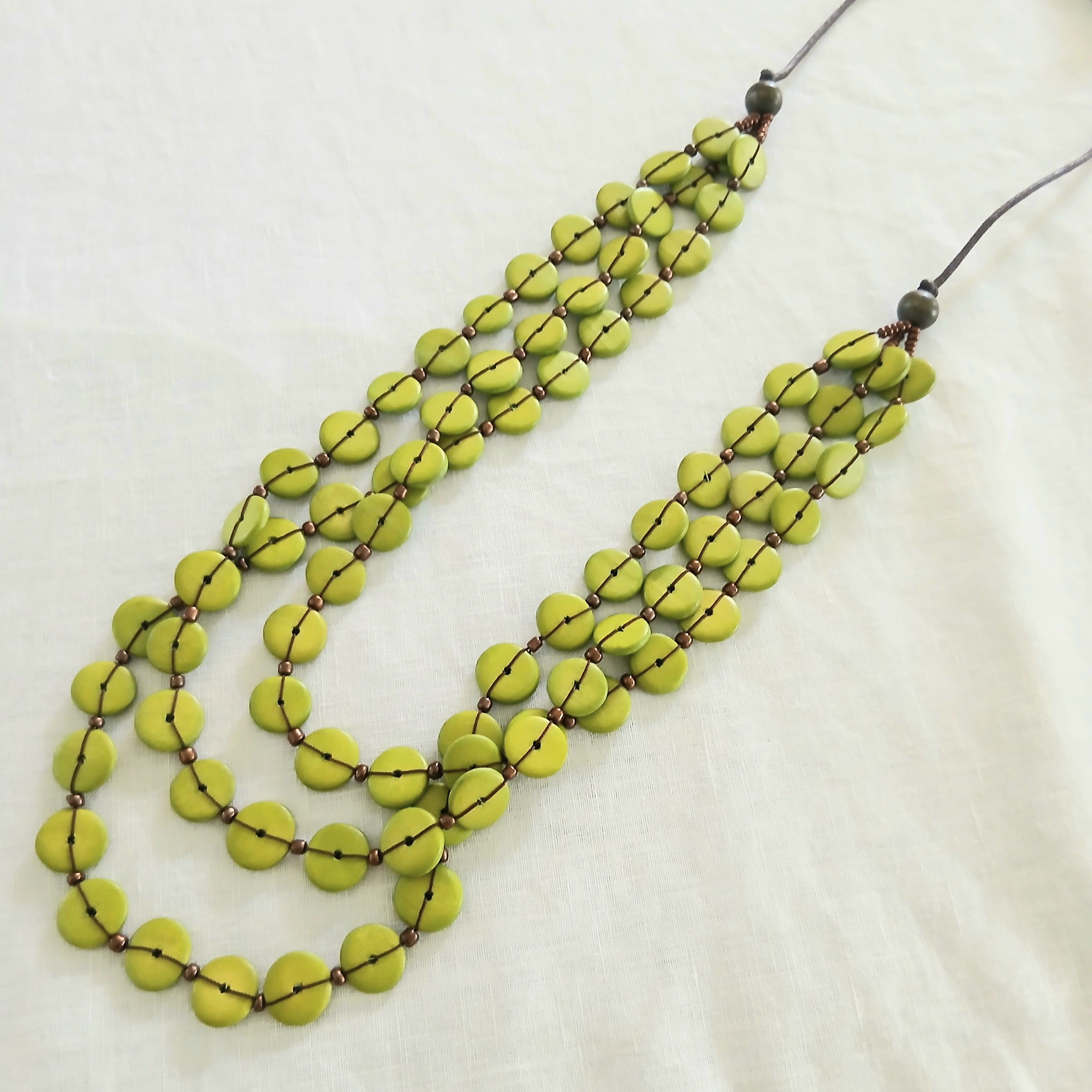 Layered and Embroidered Wooden Beaded Necklace N7-461