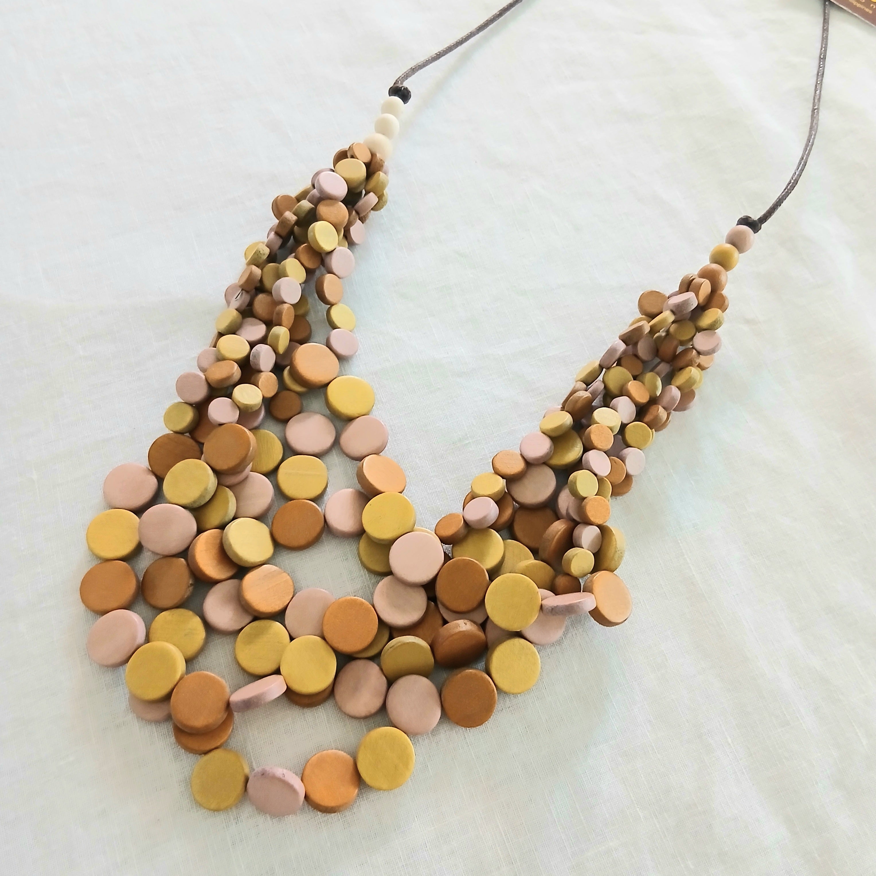 Layered Whimsical with Lots of Little Wooden Beads N7-1465