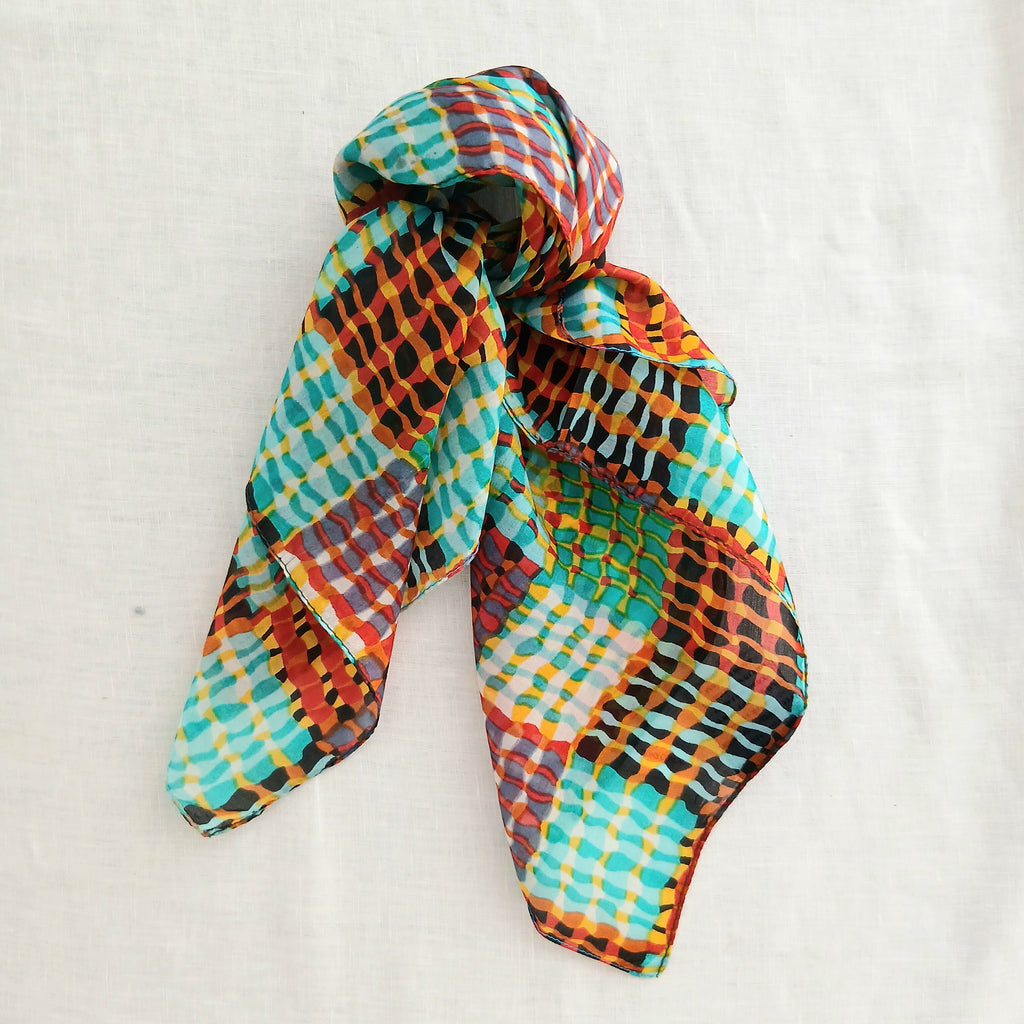 Pure Silk Scarf Lines and Squares Design Necktie TS-1146-S