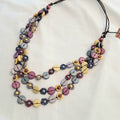 Whimsical Layered Embroidered Wooden Necklace N7-1622EG