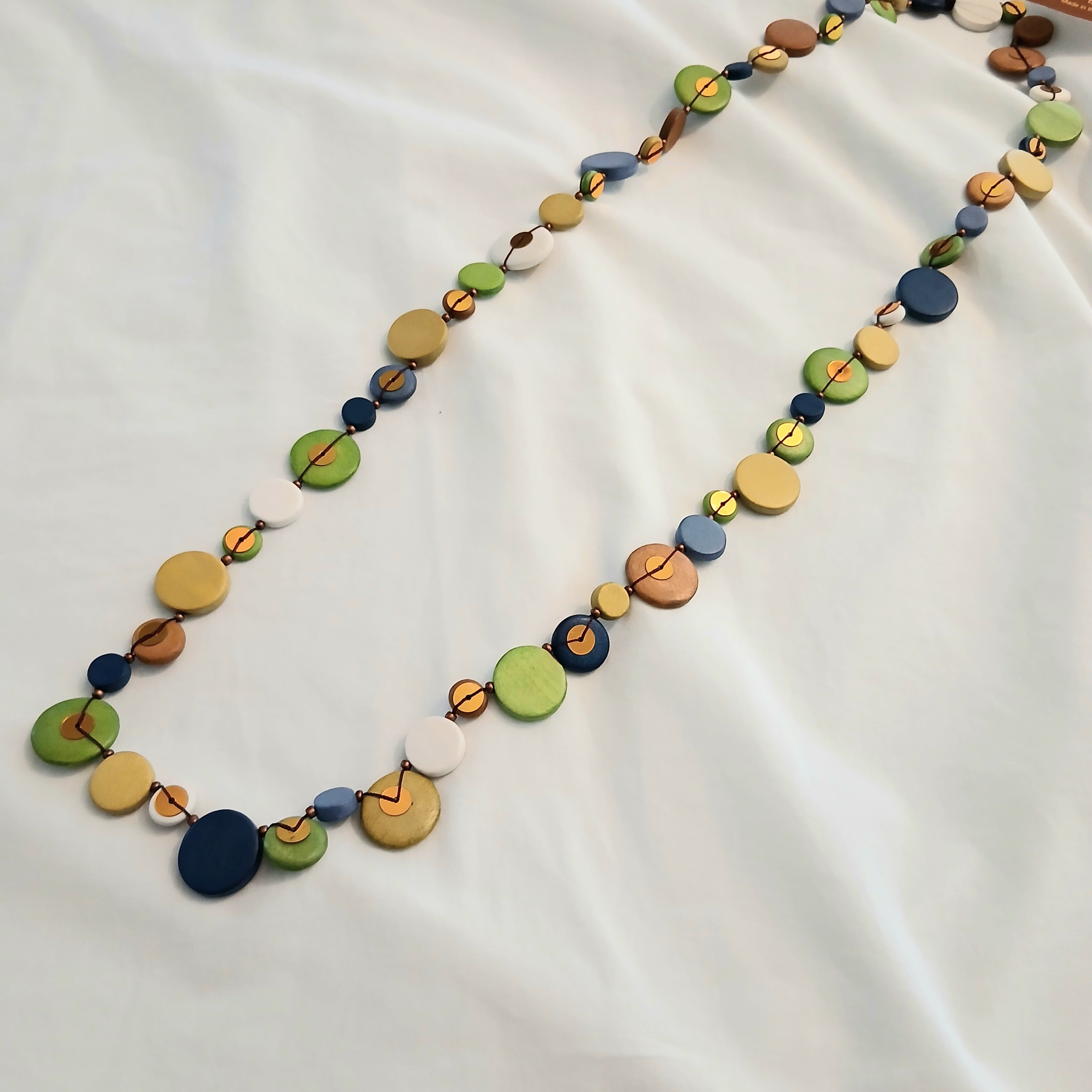Long Golden and Colourful Small Beaded Necklace N7-1499X
