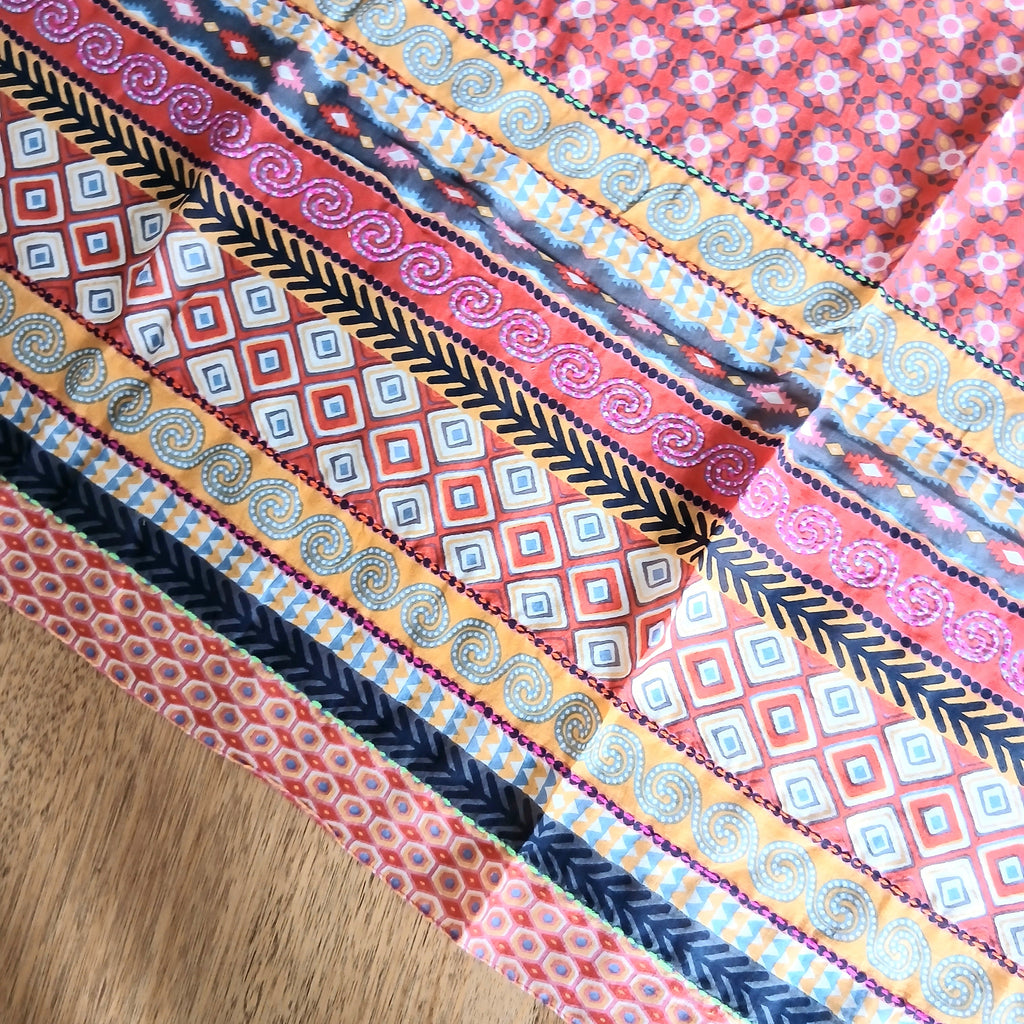 Cotton Scarf Embroidered and Tassels - 66028