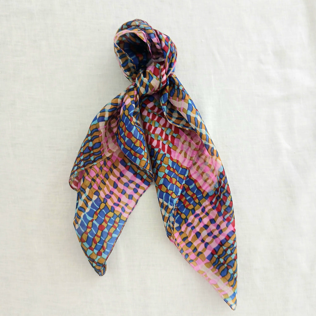 Pure Silk Scarf Lines and Squares Design Necktie TS-1146-S