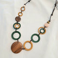 Round Circles Wooden Beaded Necklace N7-2048AFE