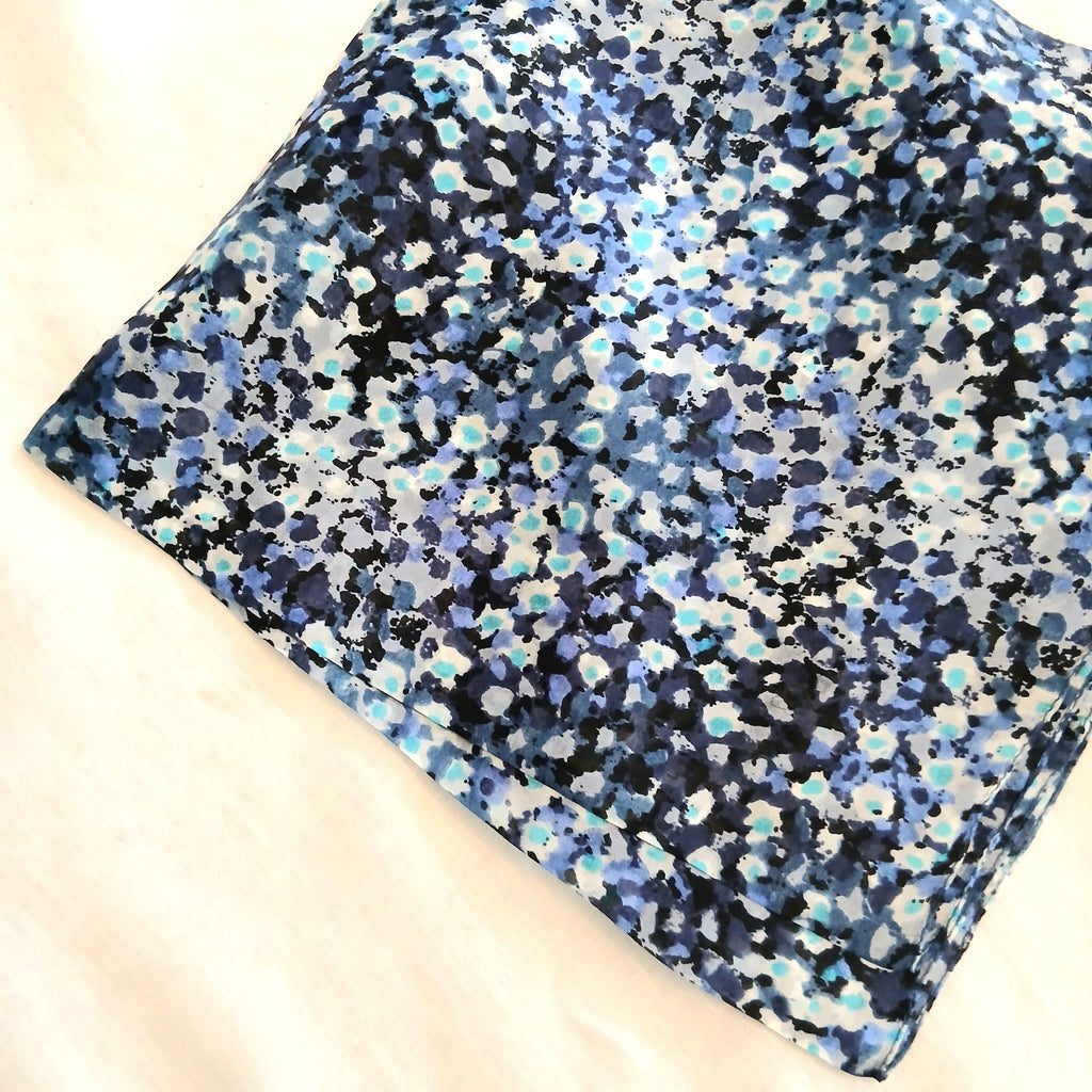 Necktie Pure Silk Scarf Small Flower Field Blue Design Small PS-1094/S