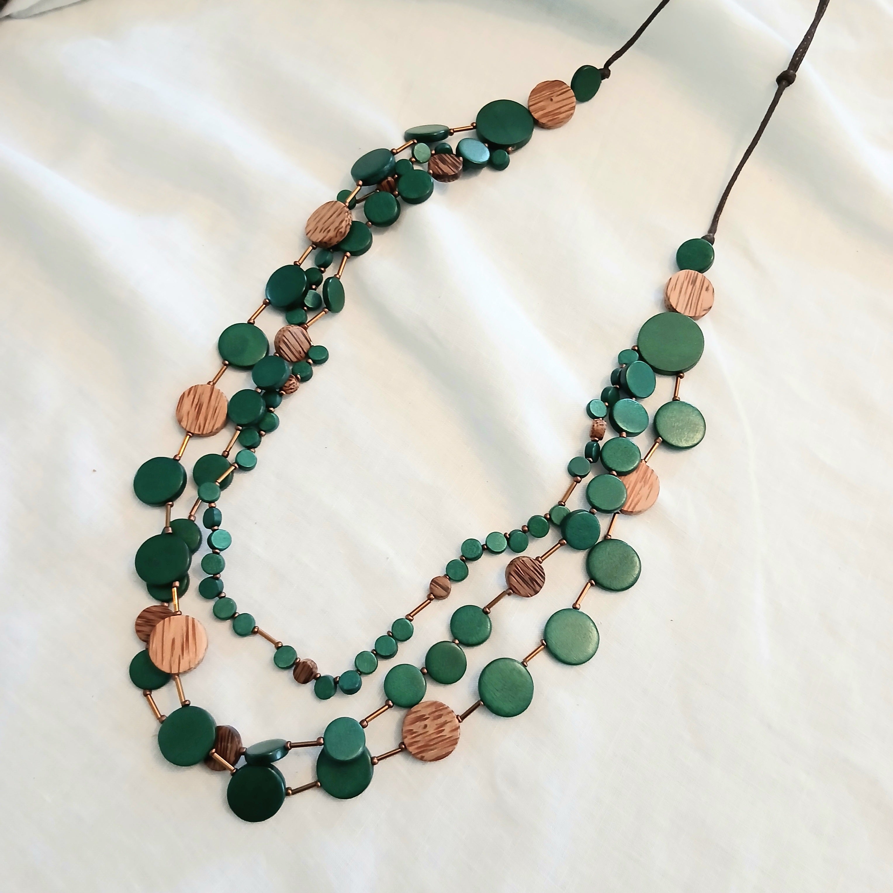 Round Wooden Beads Layered Necklace N7-713FM