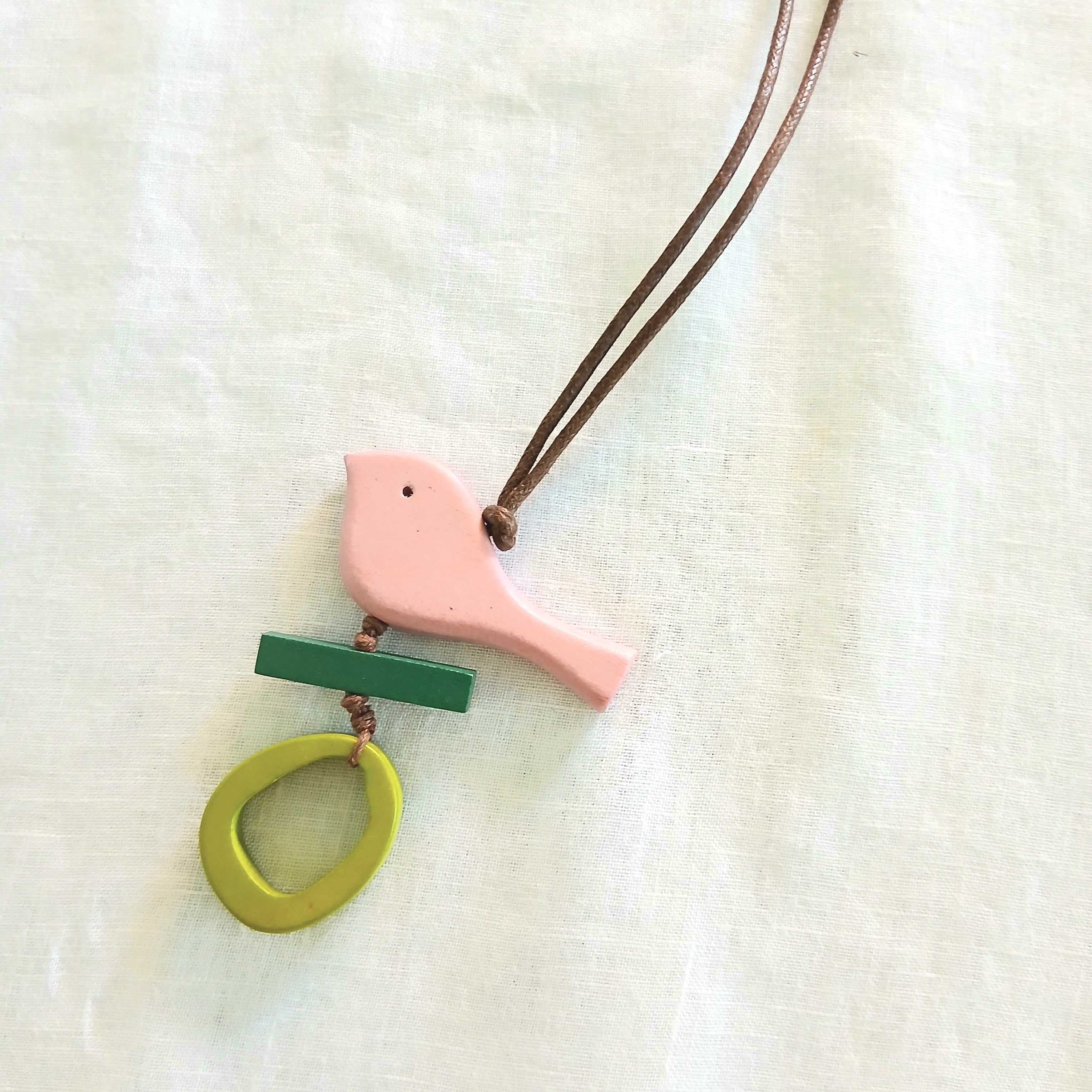 Little Birdie Sitting on a Stick Necklace N7-811