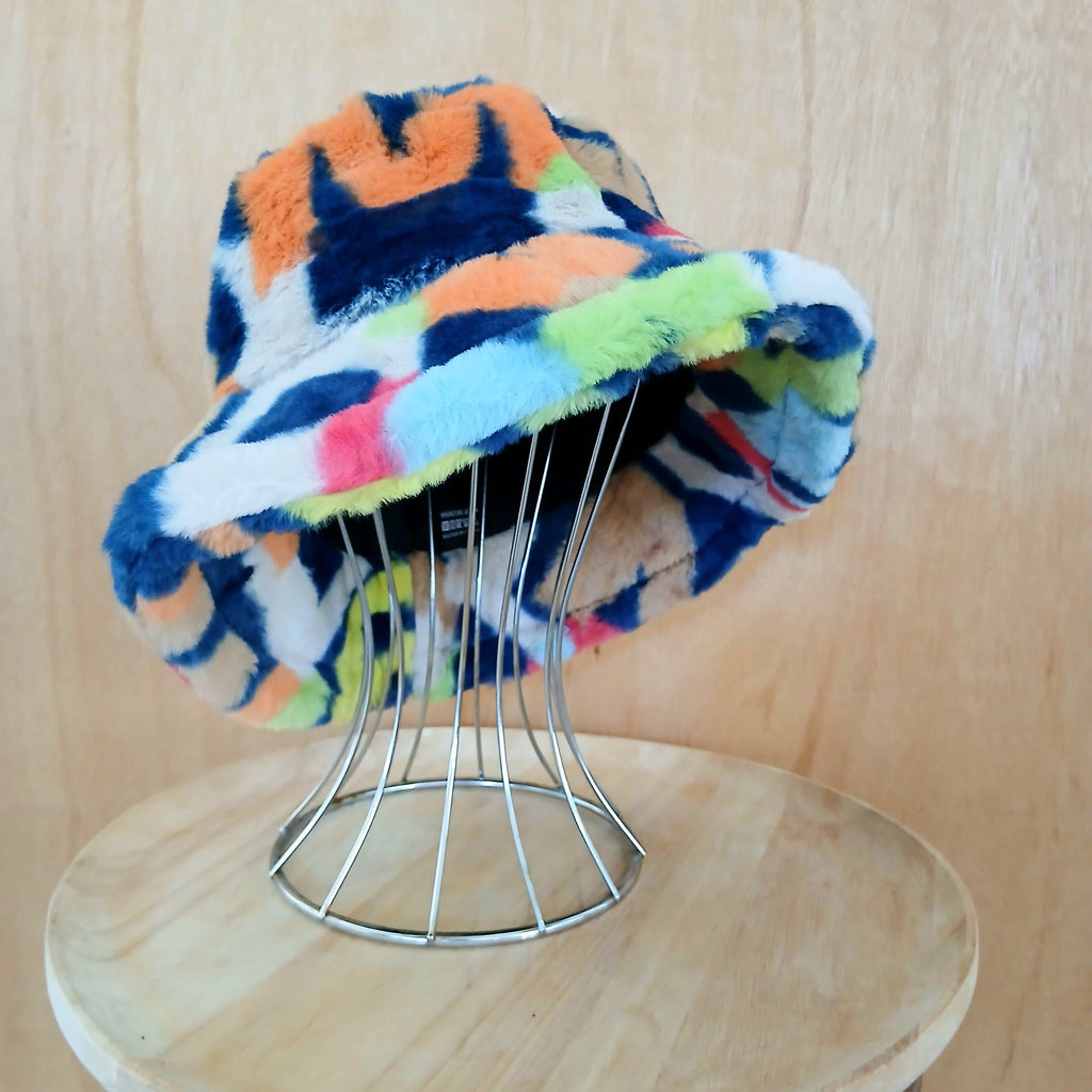Faux Fur Bucket Hat Multicoloured 7073
