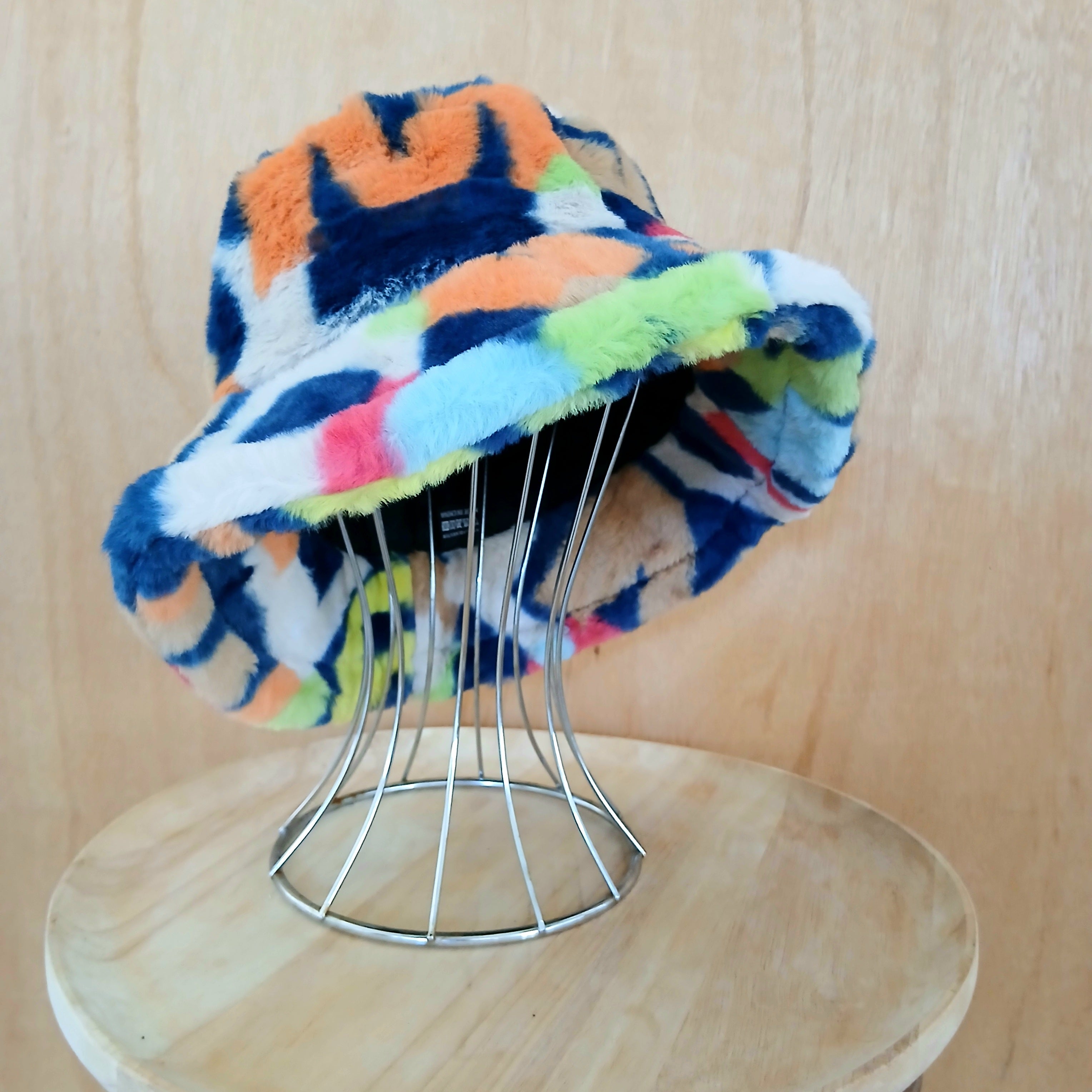 Faux Fur Bucket Hat Multicoloured 7073