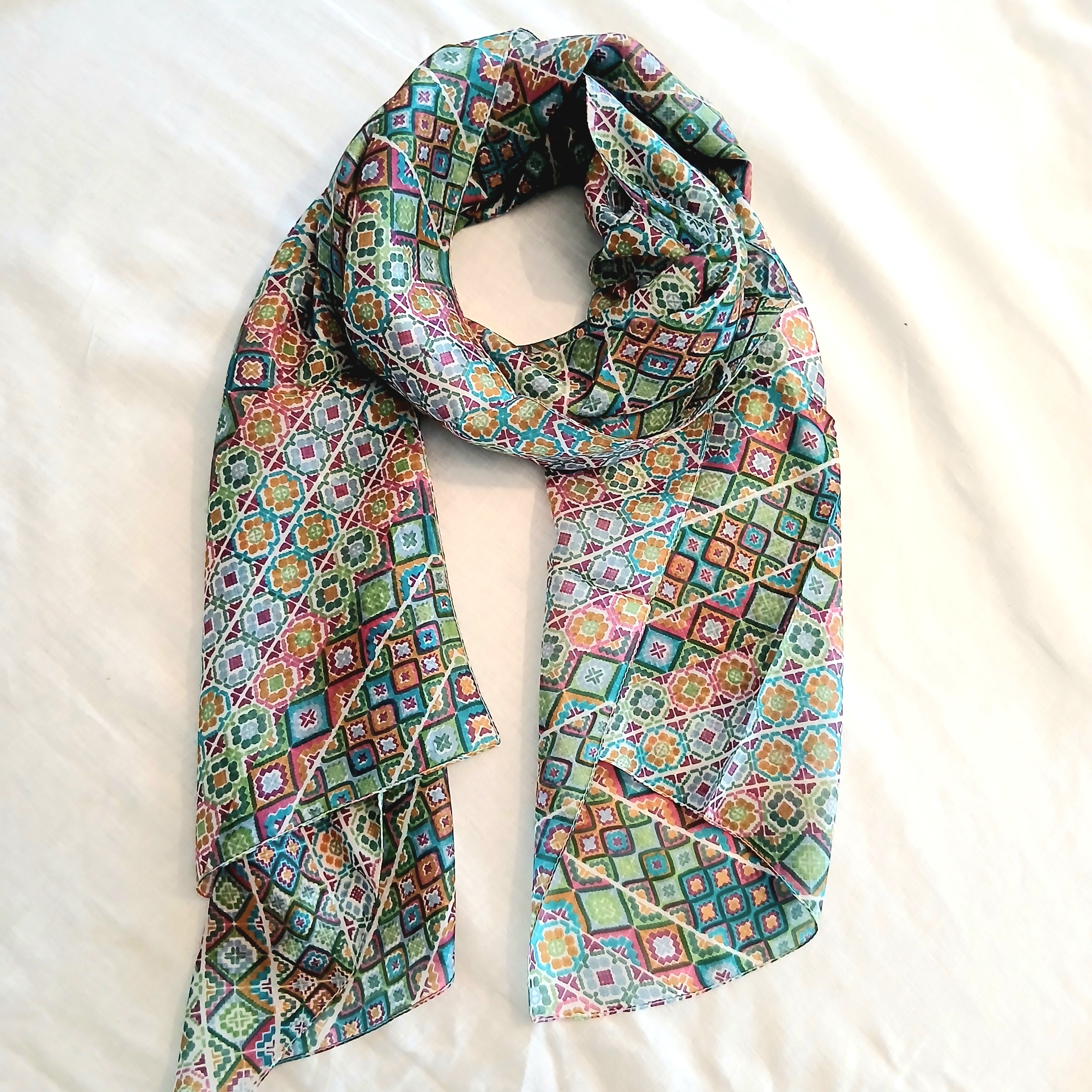 Pure Silk Scarf Geometrical Art ZS-1030/L