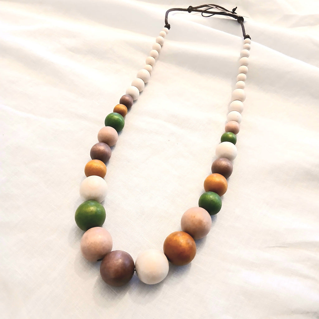 Large Round Wooden Beaded Long Necklace N7-1448