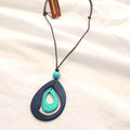 Teardrop in Teardrop Shape Wooden Beaded Necklace N7-1397